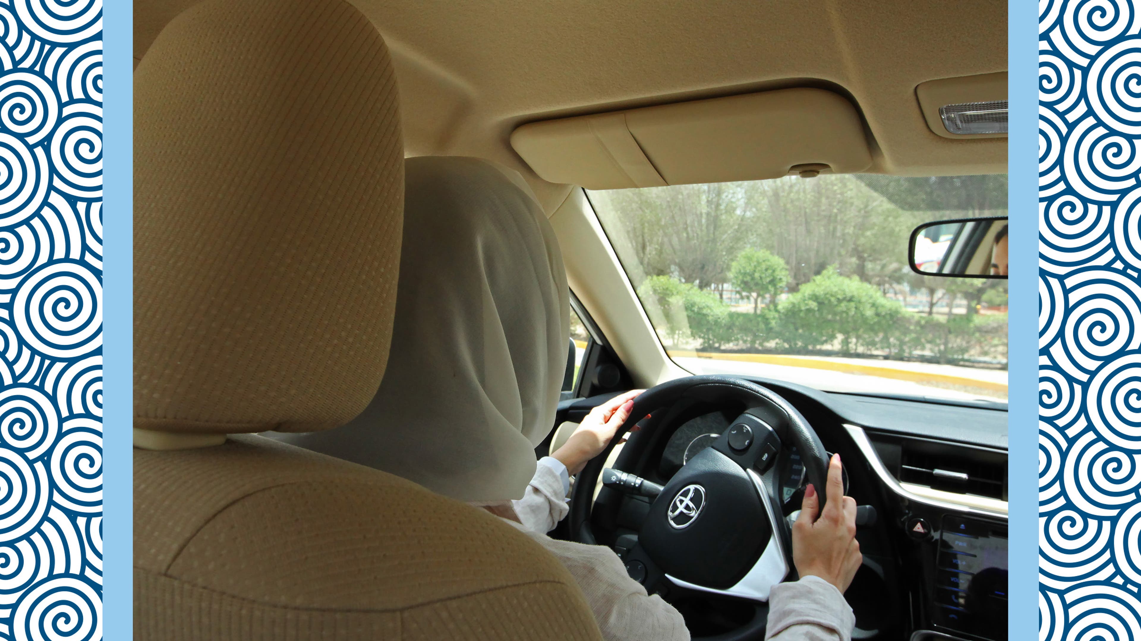 A female trainee practices during a training drive on a private road at the Saudi Aramco driving school for women at the headquarters of the Saudi Arabian Oil Co. in Dhahran, Saudi Arabia, on Tuesday, June 12, 2018.