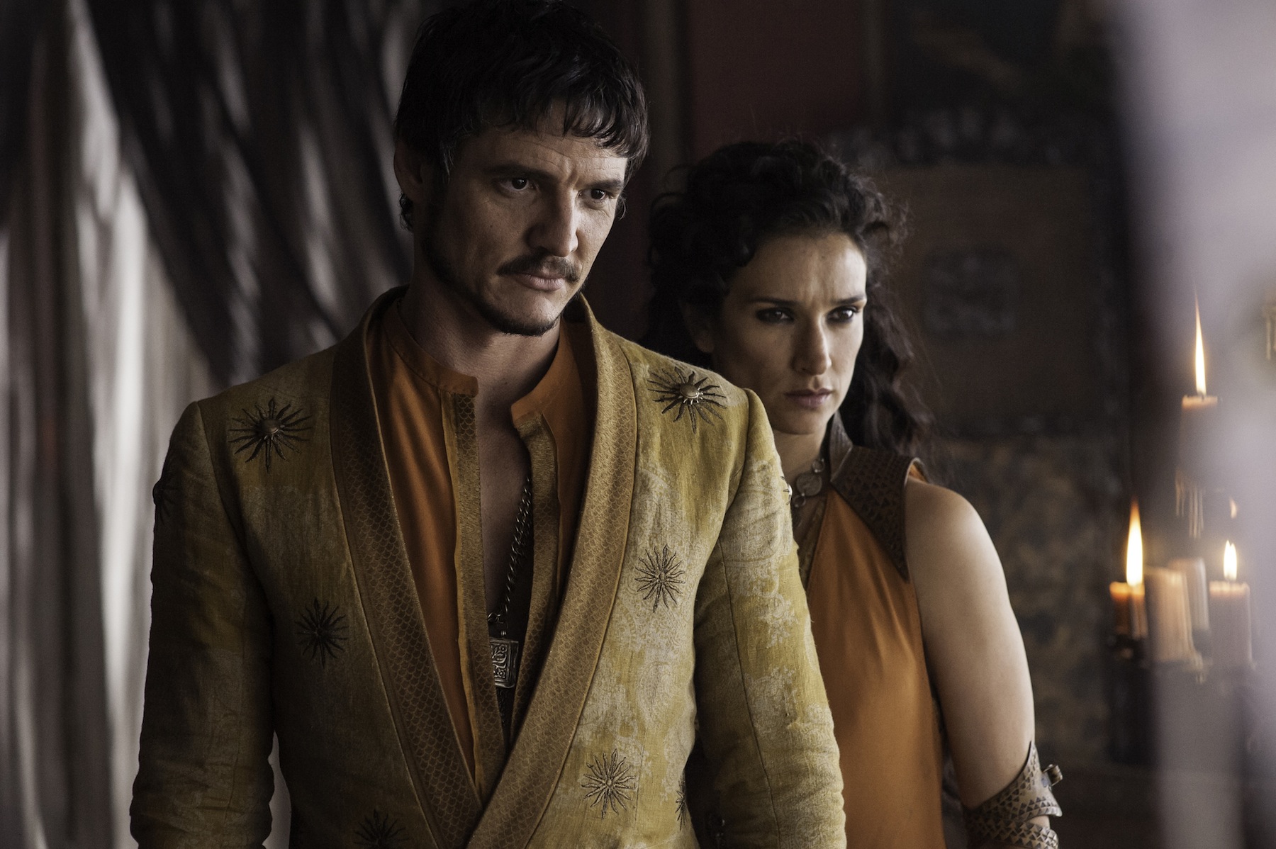 Pedro Pascal and Indira Varma in <em>Game of Thrones</em>