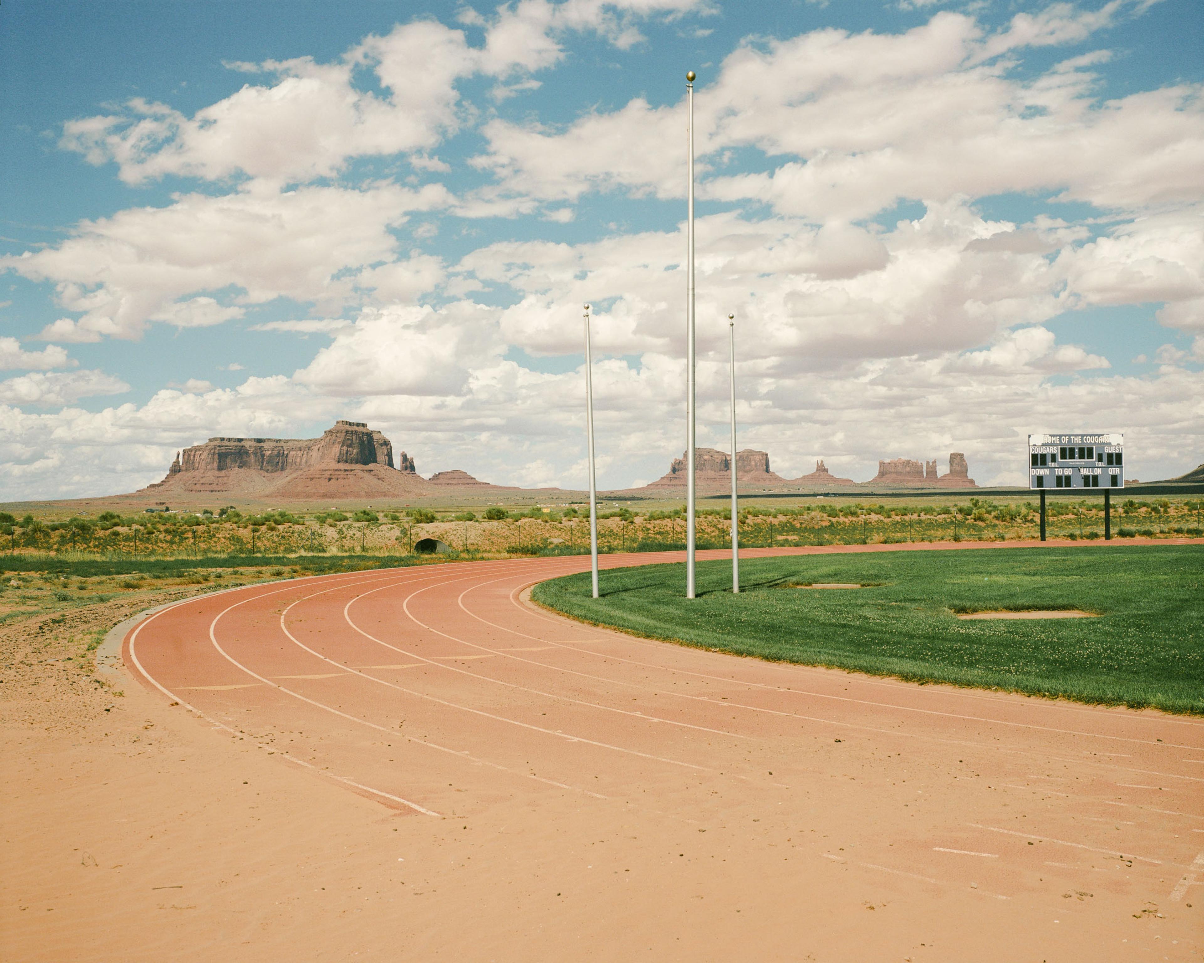 Monument Valley High School
The infield at Monument Valley High School is the only grass turf in the entire region–presenting a stark contrast to Washington County, UT.