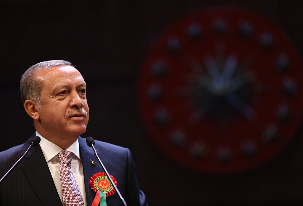 Turkish President Recep Tayyip Erdogan delivers a speech during the opening ceremony of new judicial year at the Presidential Complex in Ankara, Turkey on Sept. 1, 2016.