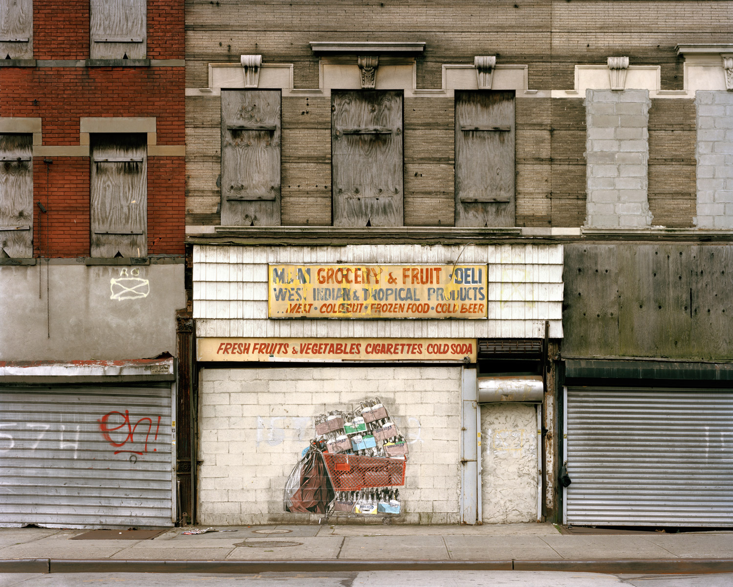 <b>Closed Grocery Store On Block Lined With Vacant Buildings</b><br>Looking South From Fulton Street &amp; Garvey Avenue, Brooklyn, 2009