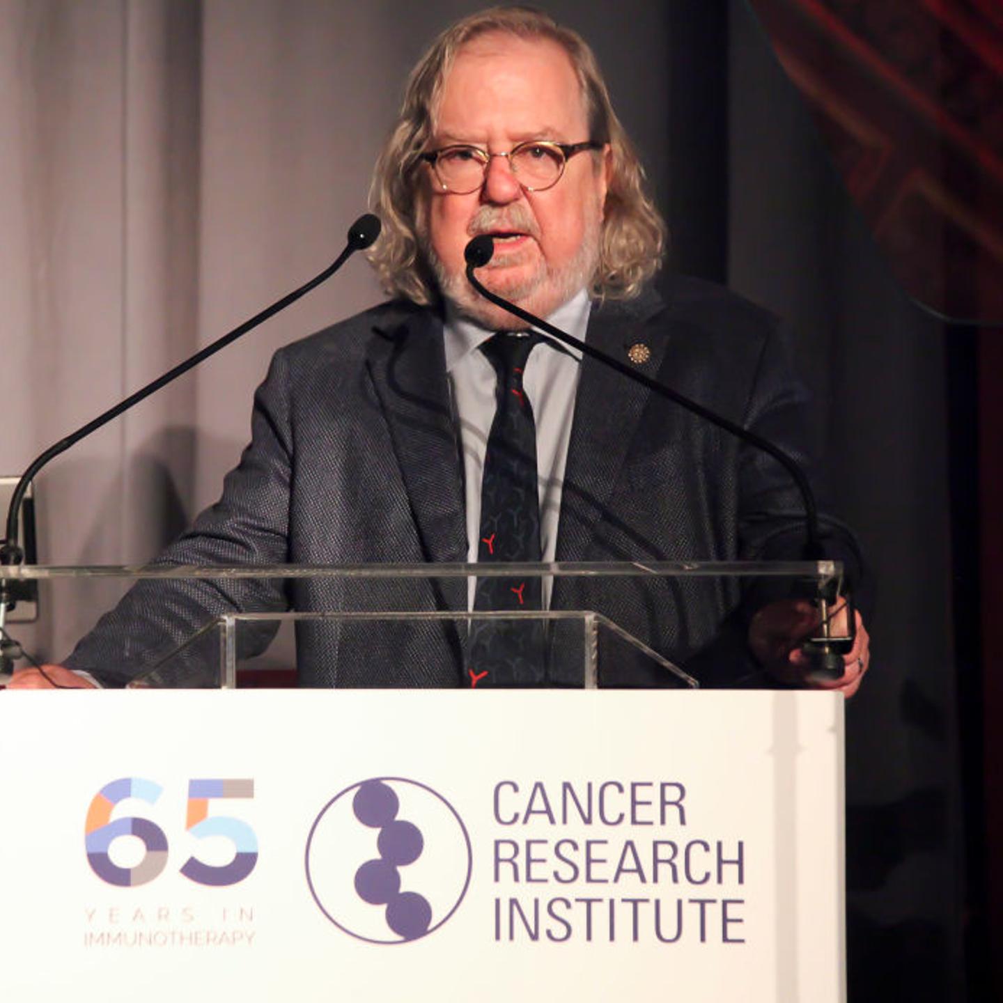 Dr. James Allison accepts an award at the Cancer Research Institute 2018 Awards Gala at Metropolitan Club on Oct. 25, 2018 in New York City.