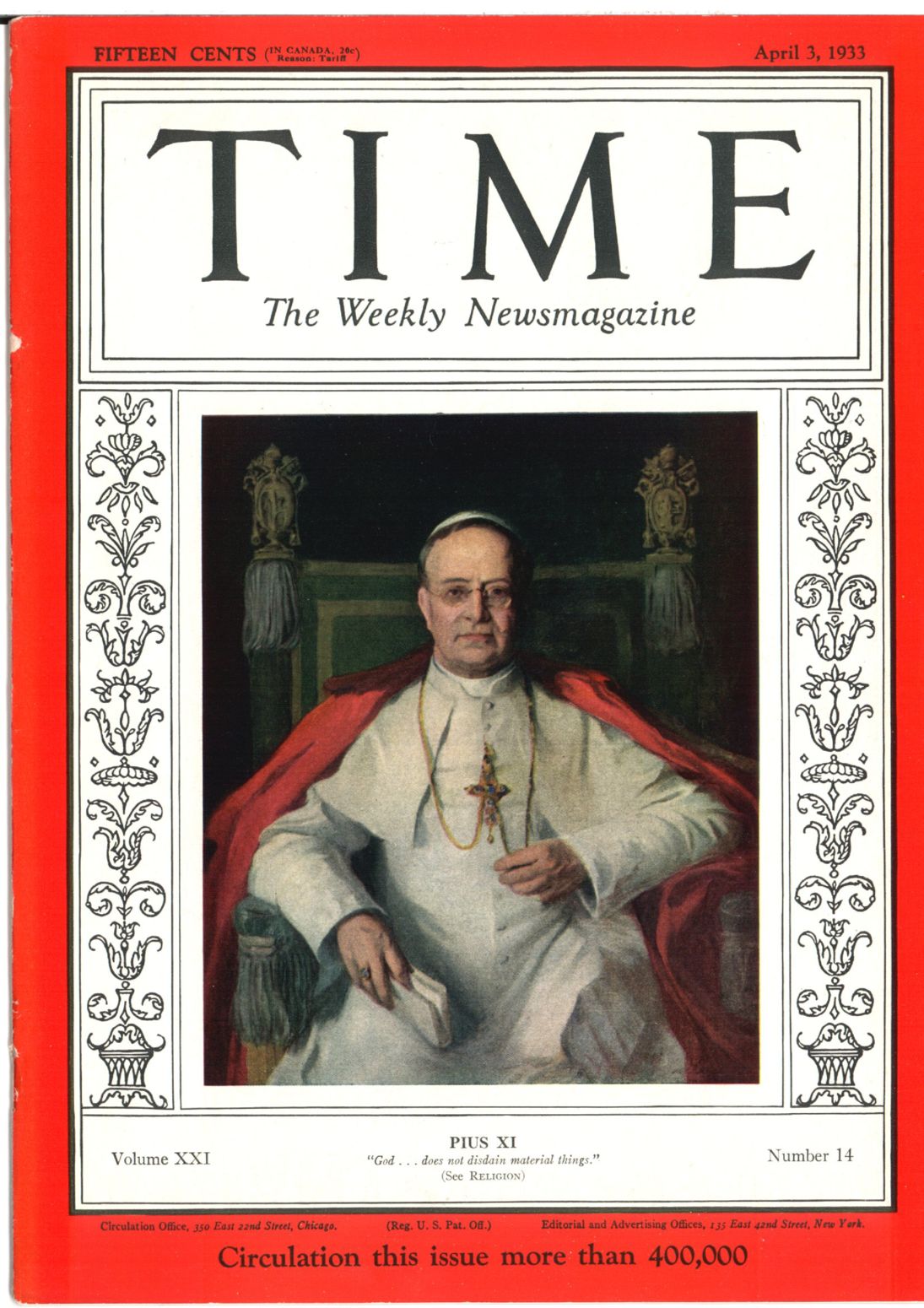 April 3rd, 1933 | Vol. XXI, No. 14 | U.S.