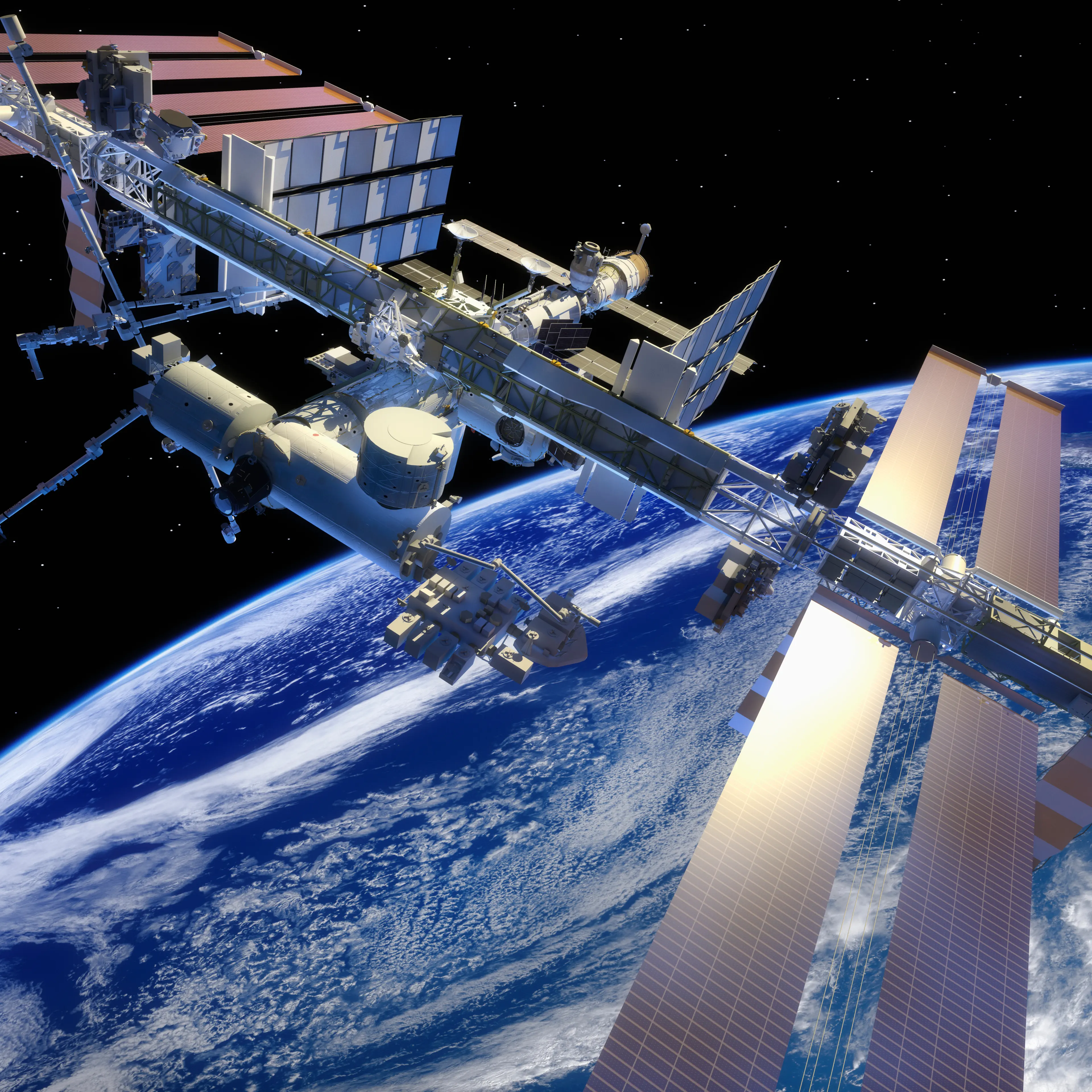 ISS in earth orbit, closer view