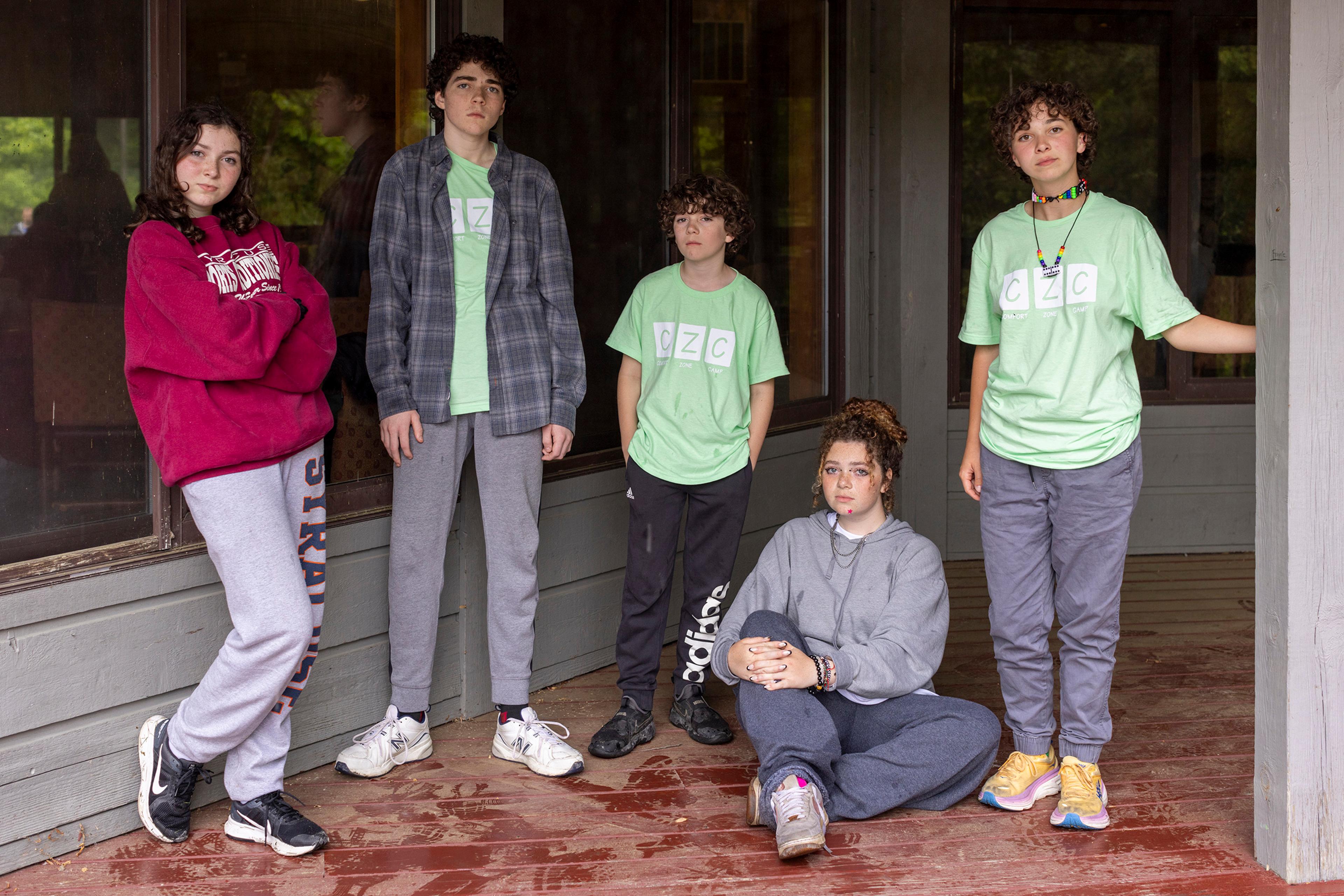 From left: siblings Ayden (Poppy), Caleb, Nathaniel, Rory, and Morgan Sumner lost their dad to suicide.