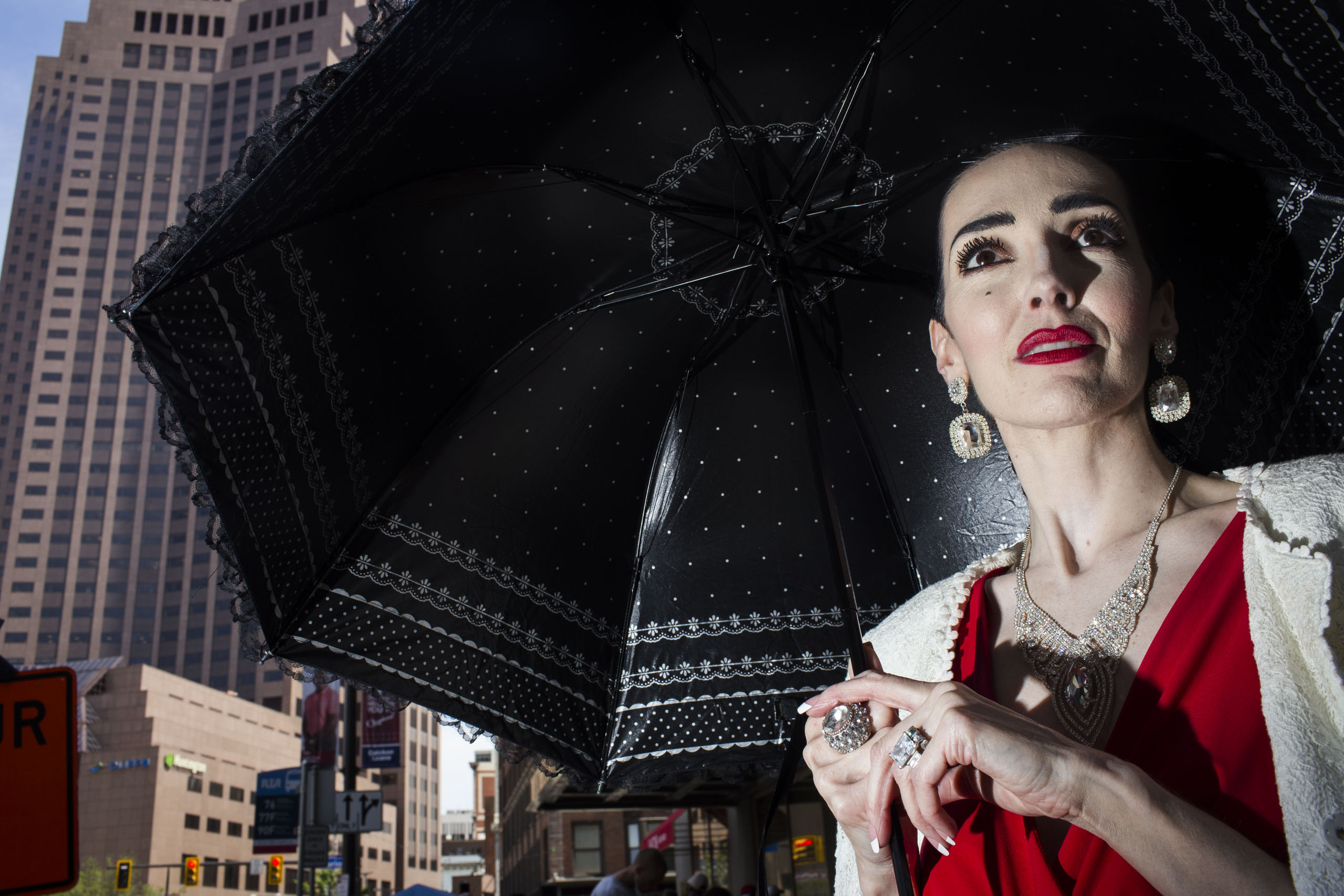 Donald Trump supporter Rachel Day, from Akron, stands outside the Republican National Convention in Cleveland on Wednesday, July 20, 2016.