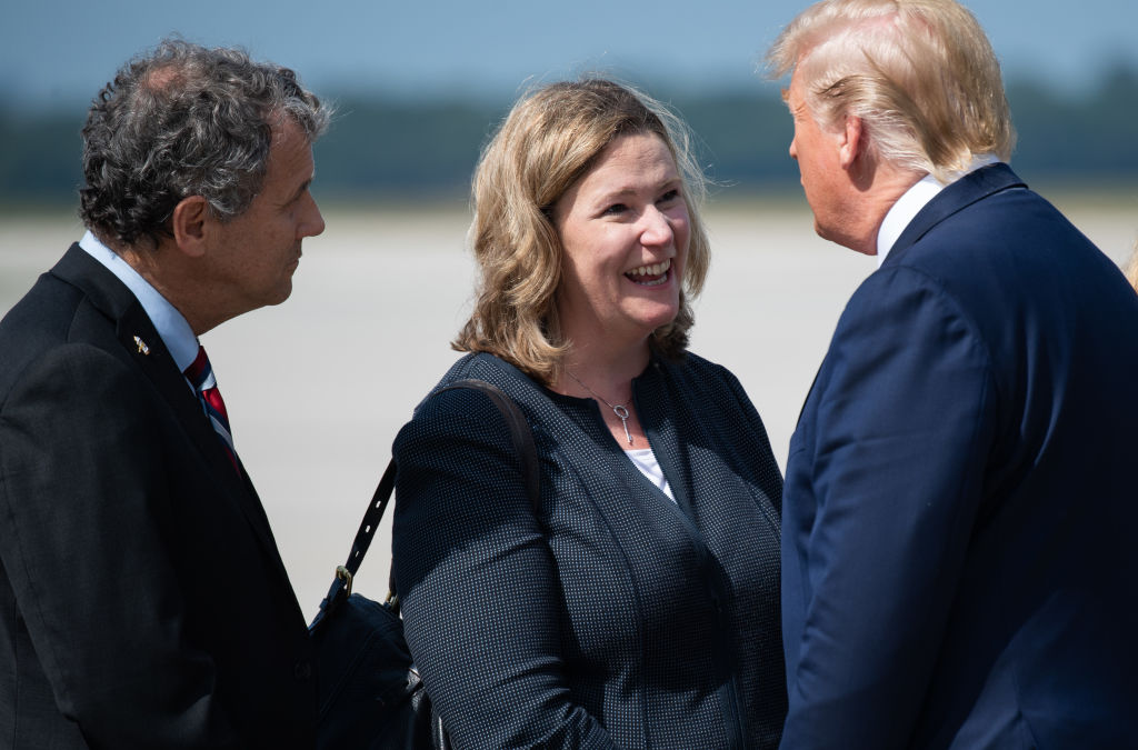 Donald Trump with Dayton Mayor Nan Whaley and Sherrod Brown