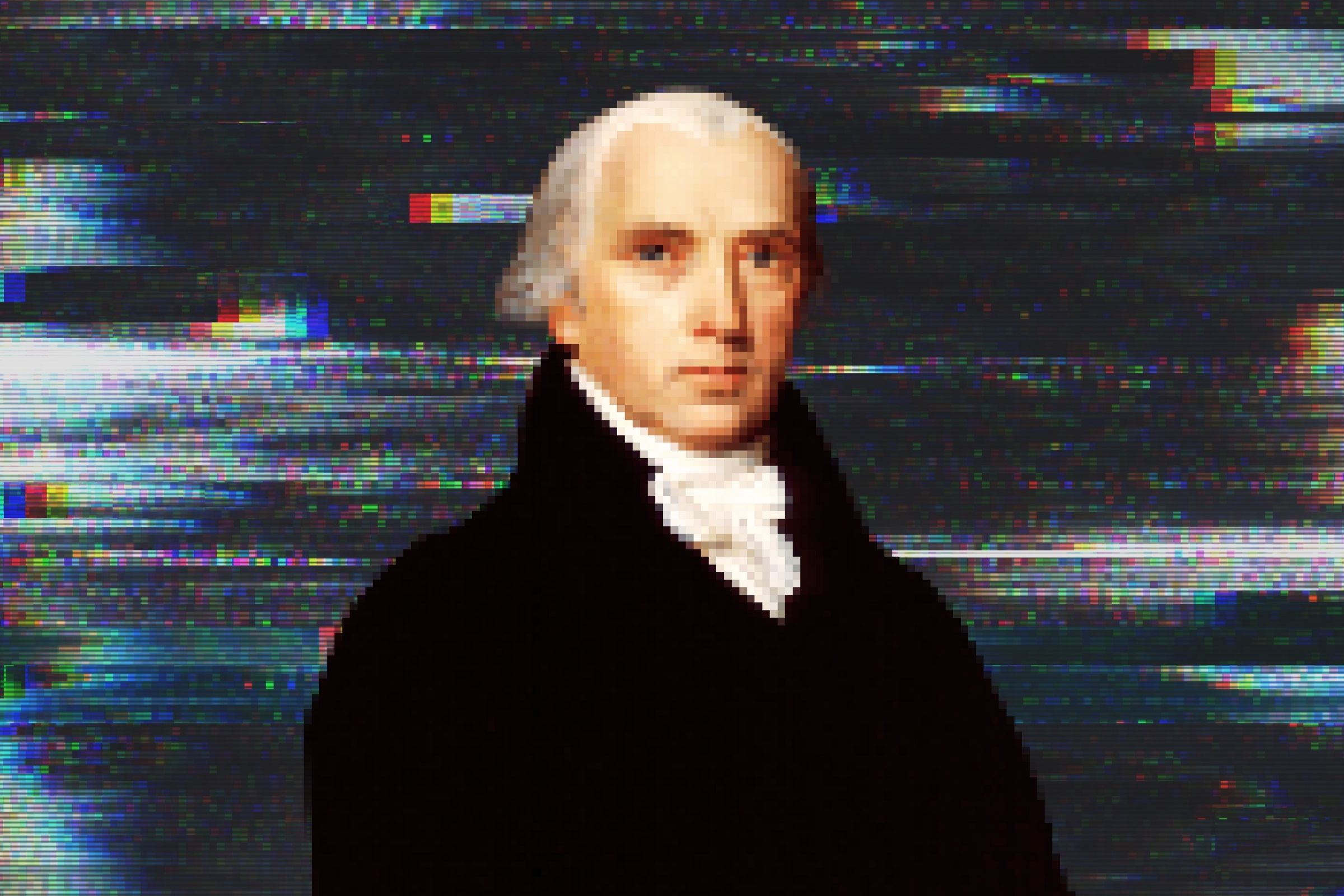 A pixelated photo of James Madison