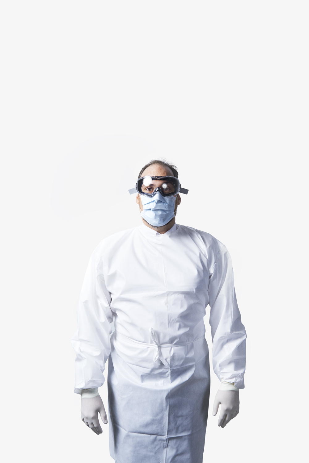 Dr. David Kuhar of the CDC wears the protective suiting needed to prevent Ebola infections at hospitals 
