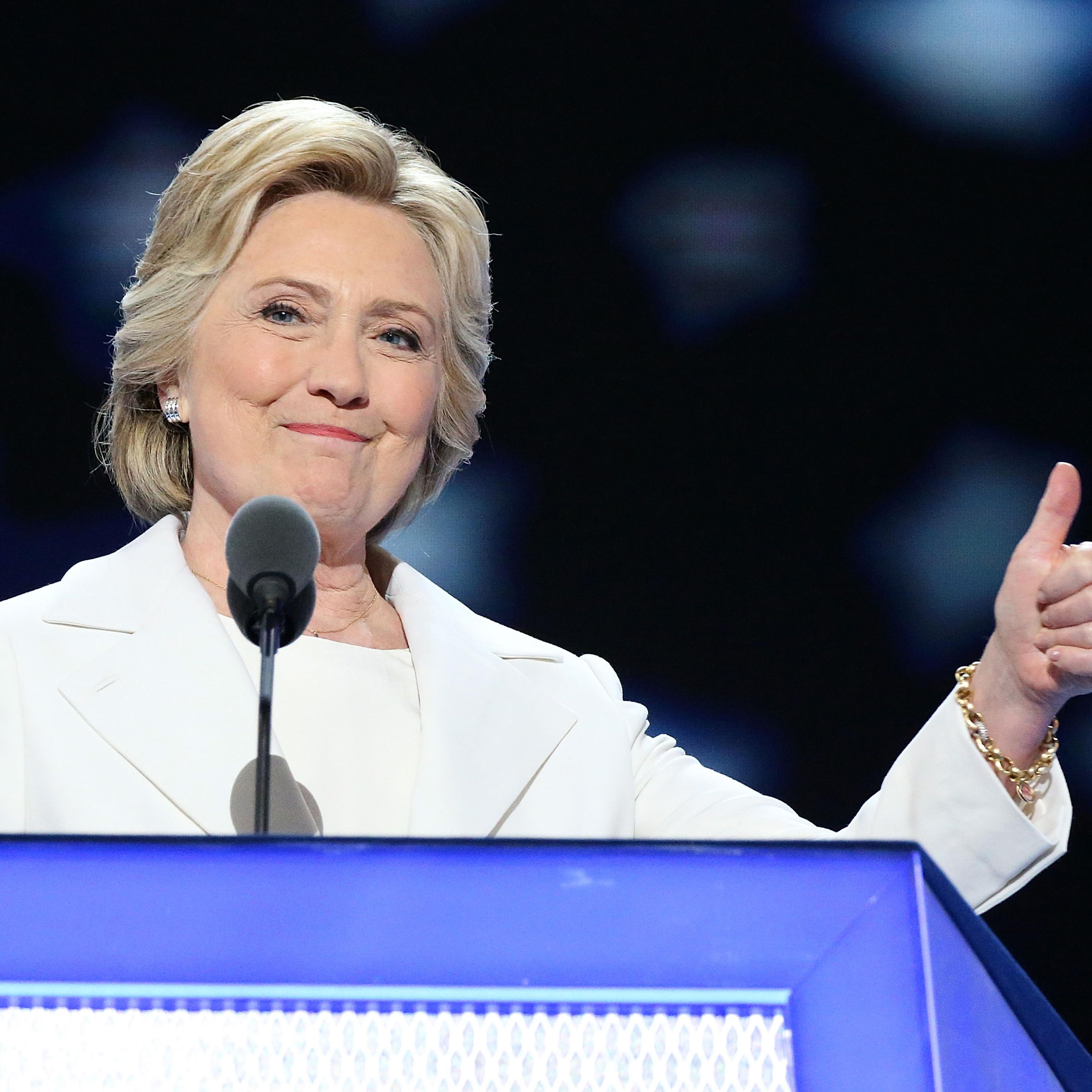 Democratic presidential candidate Hillary Clinton delivers remarks during the fourth day of the Democratic National Convention at the Wells Fargo Center on July 28, 2016 in Philadelphia, Pennsylvania.