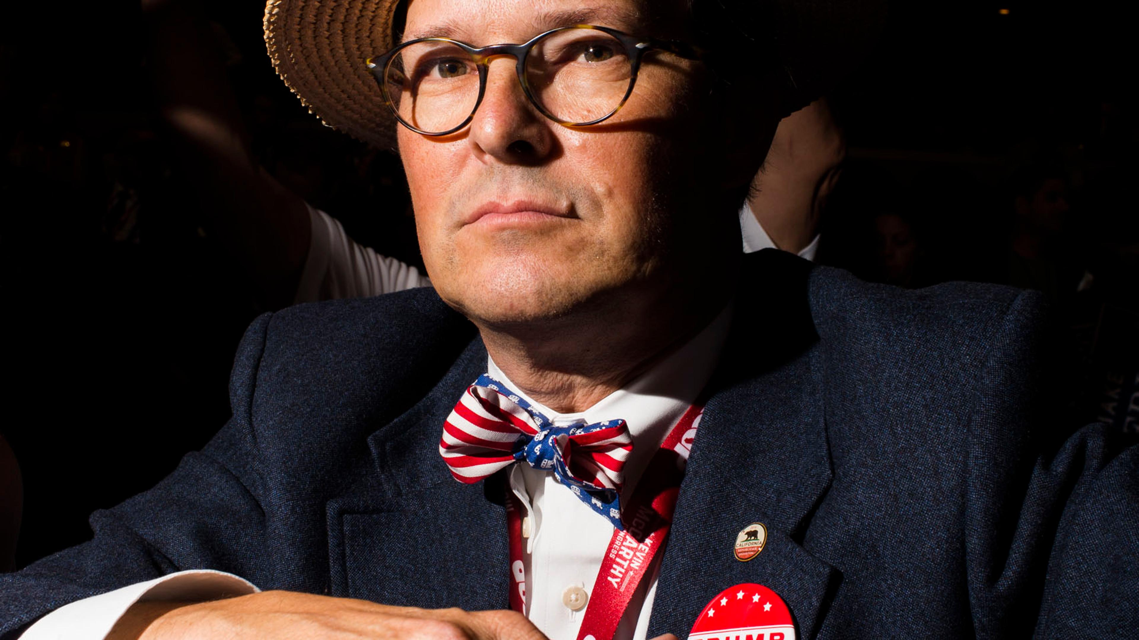 A man attends the 2016 Republican National Convention in Cleveland on Tuesday, July 19, 2016.