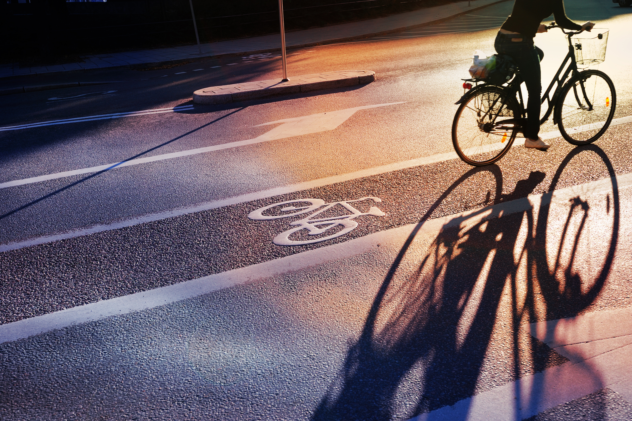 Bicyclist crossing bike lane
