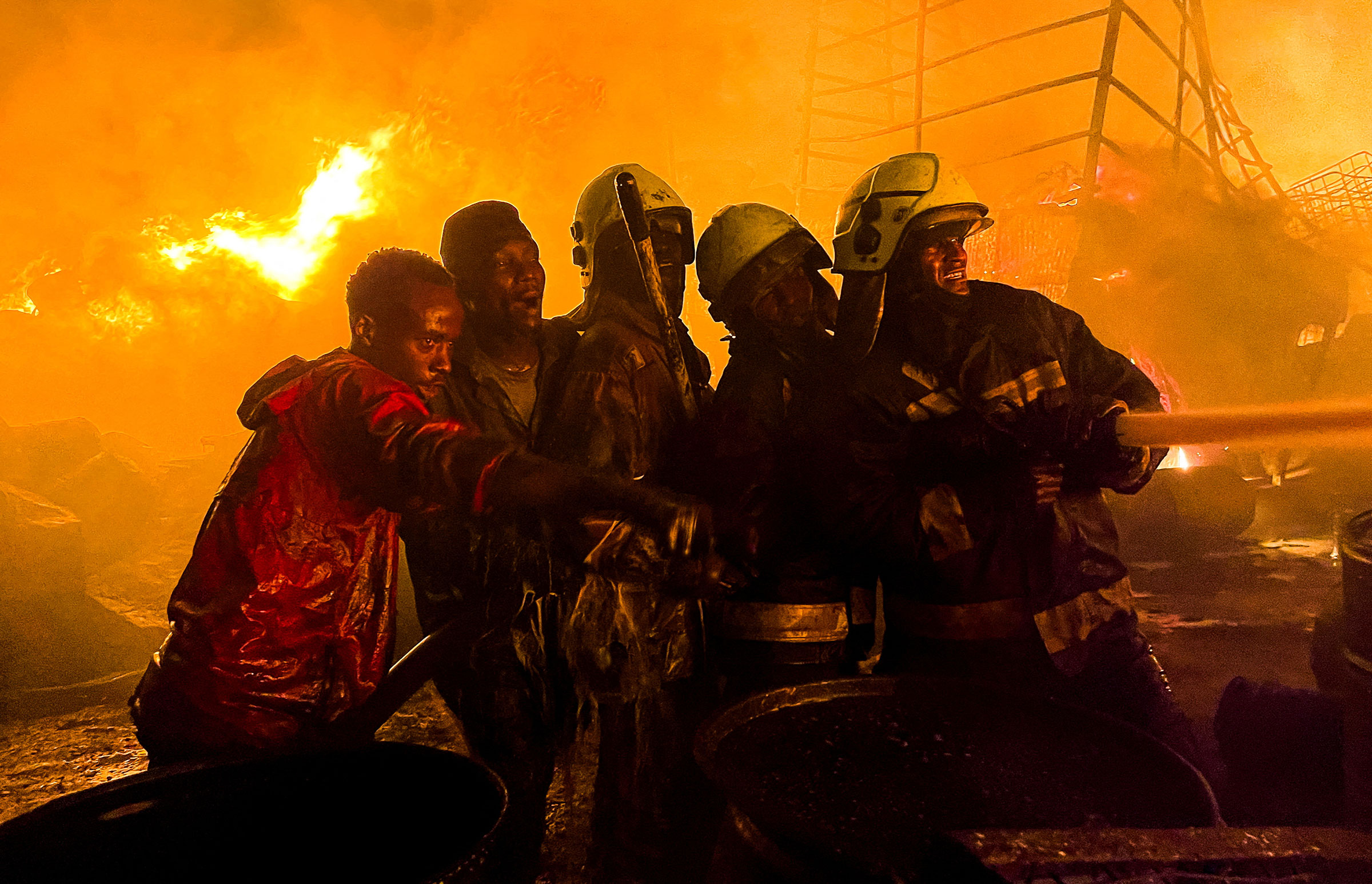 Fire at a commercial depot near the Muthurwa settlement in Nairobi