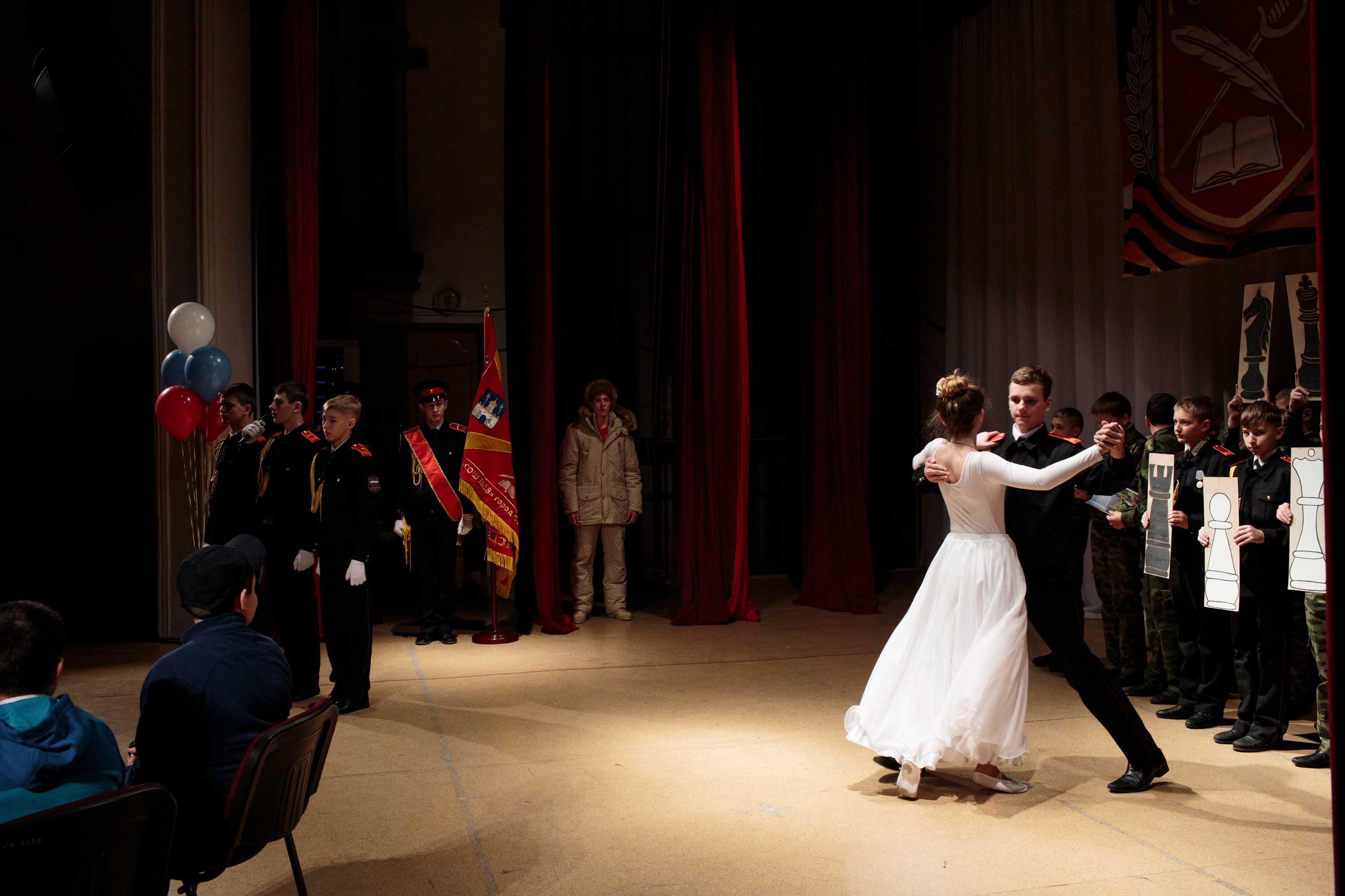 Cadet students perform at a local theater in Sergiyev Posad, Russia.