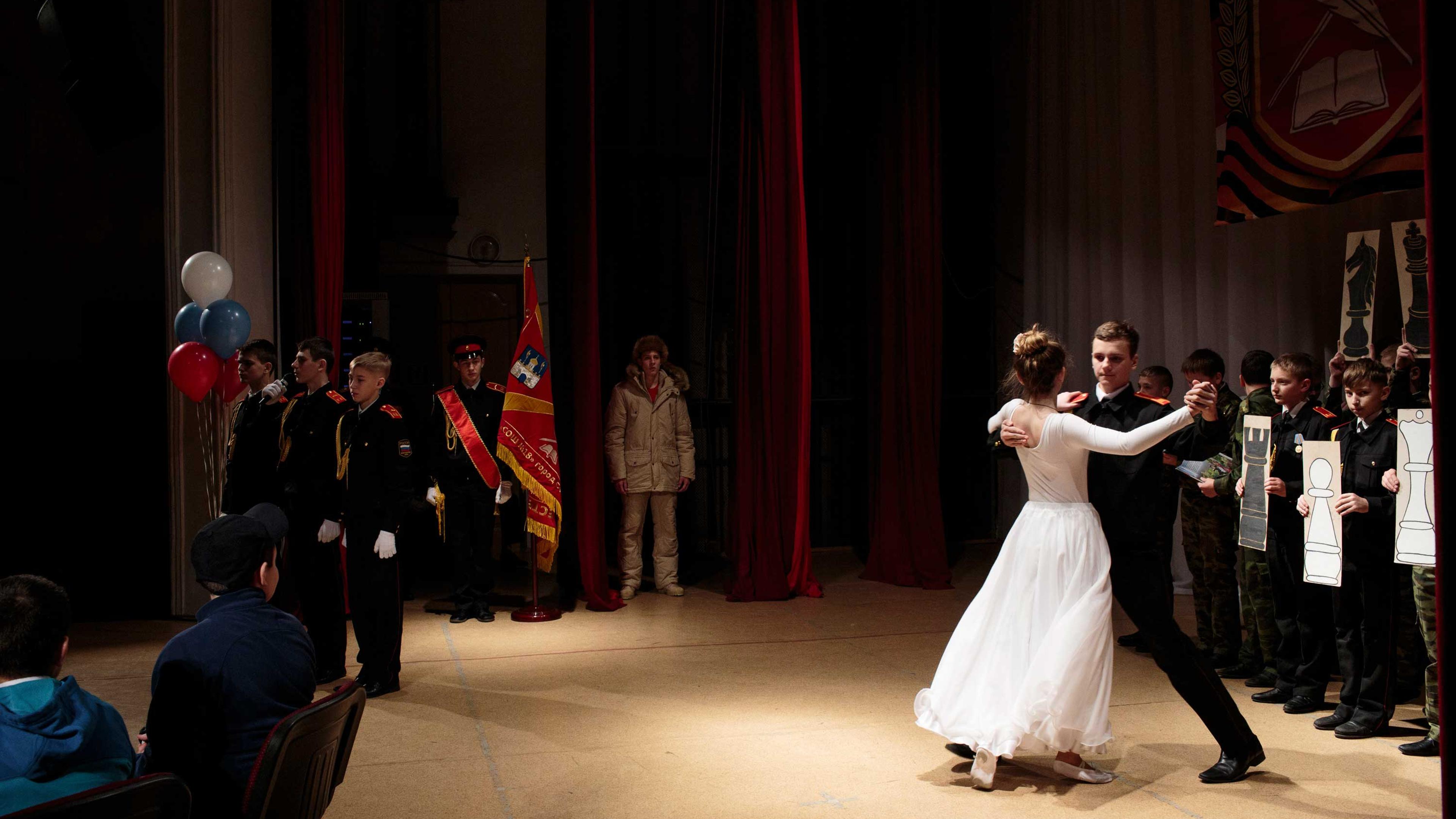 Cadet students perform at a local theater in Sergiyev Posad, Russia.
