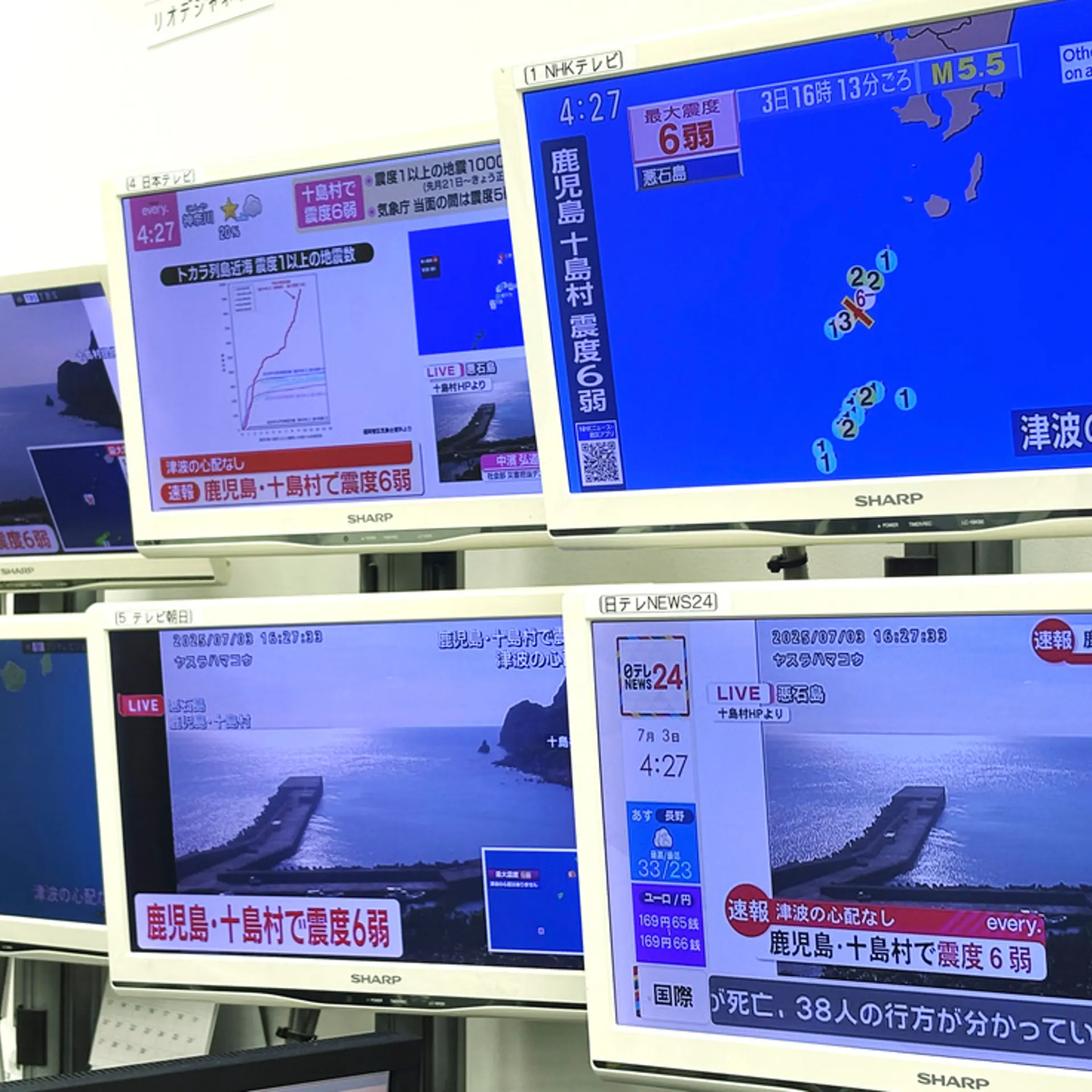 Magnitude 5.5 earthquake strikes off coast of Tokara Islands