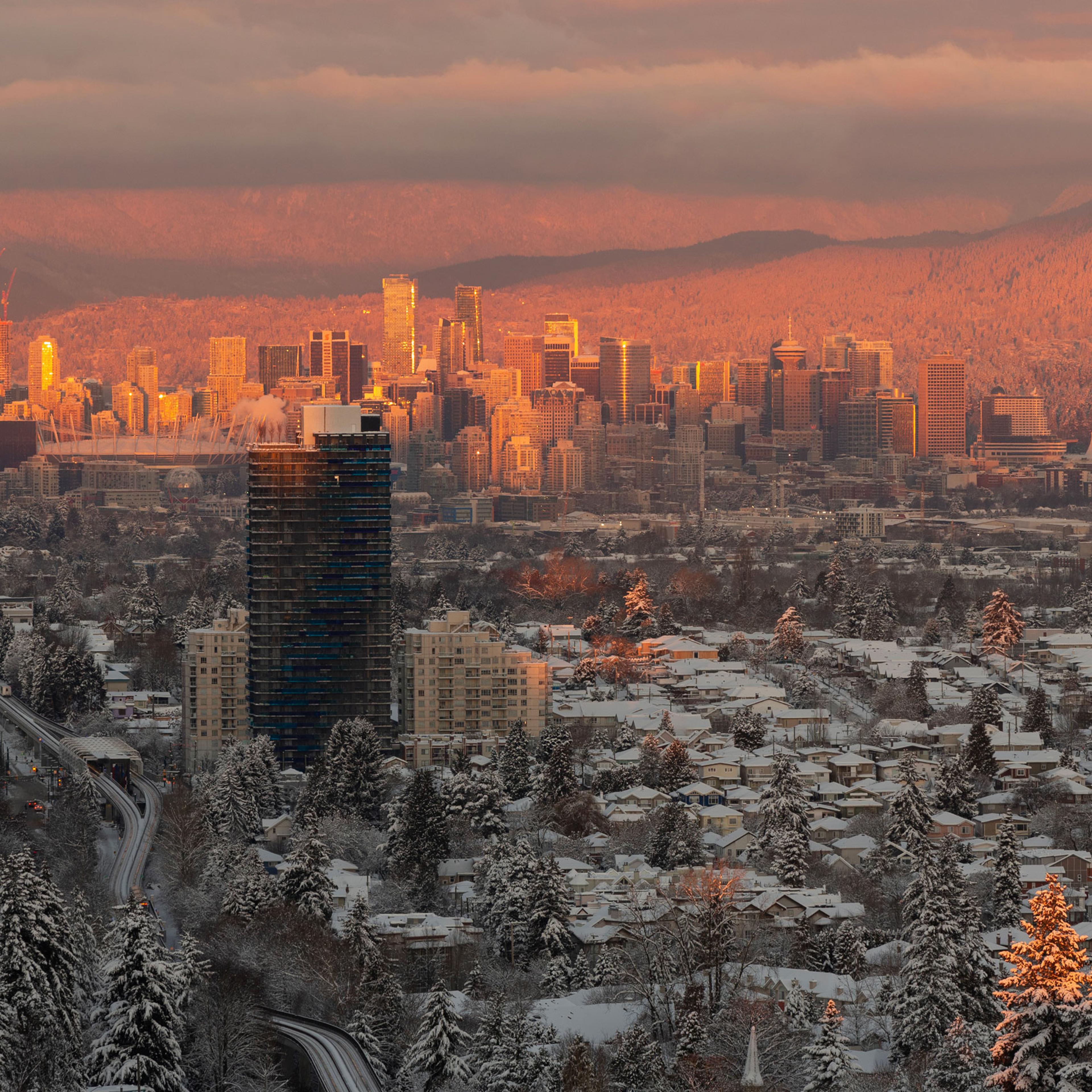 An aerial view of Vancouver in British Columbia, Canada.