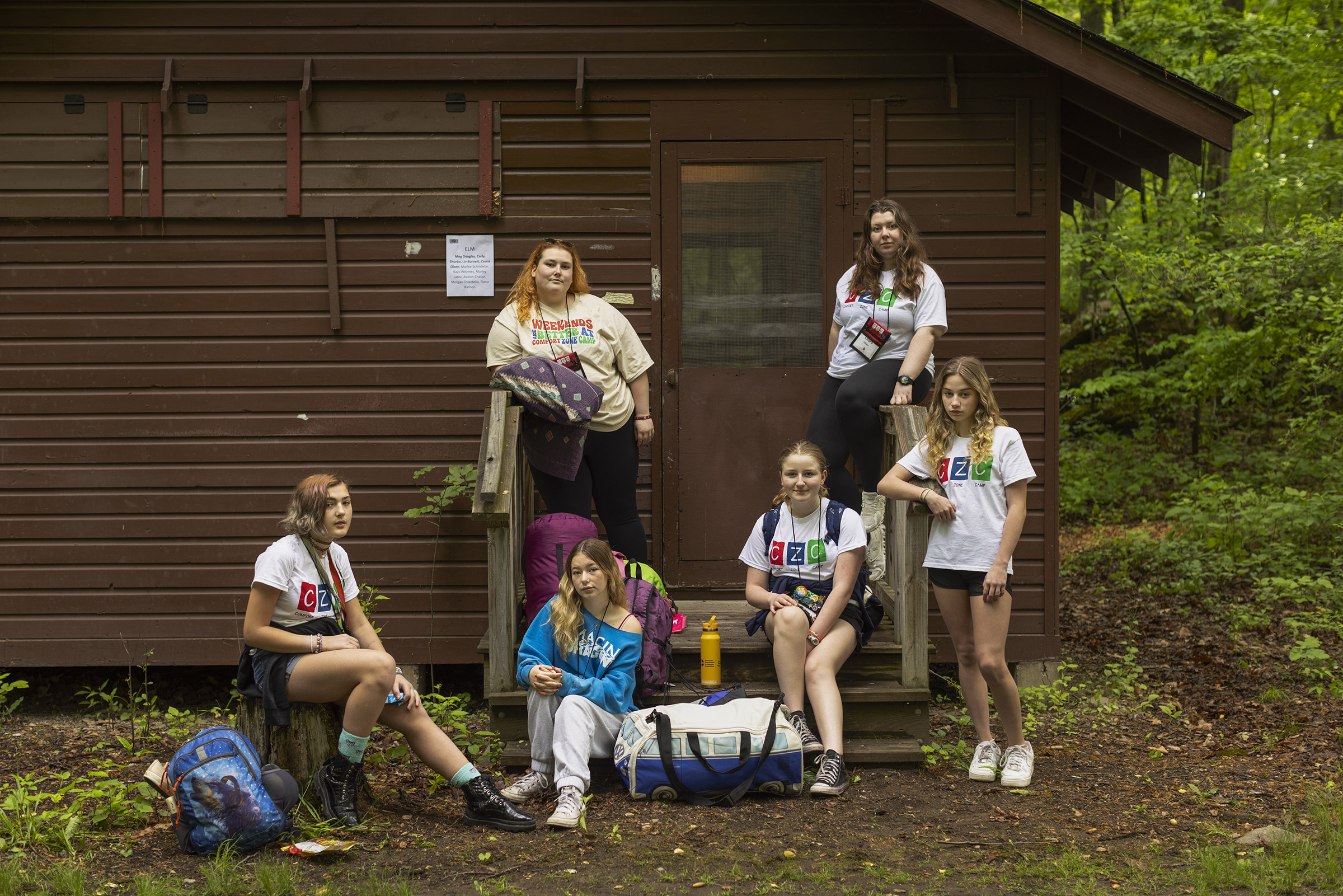 Clockwise from top left: “Big buddies” Olivia Burnett and Ceara Olsen, and campers Fiona Karlson, Morgan Chiantella, Marlee Schindler, and Avalon Chassé on the last day of Comfort Zone Camp.