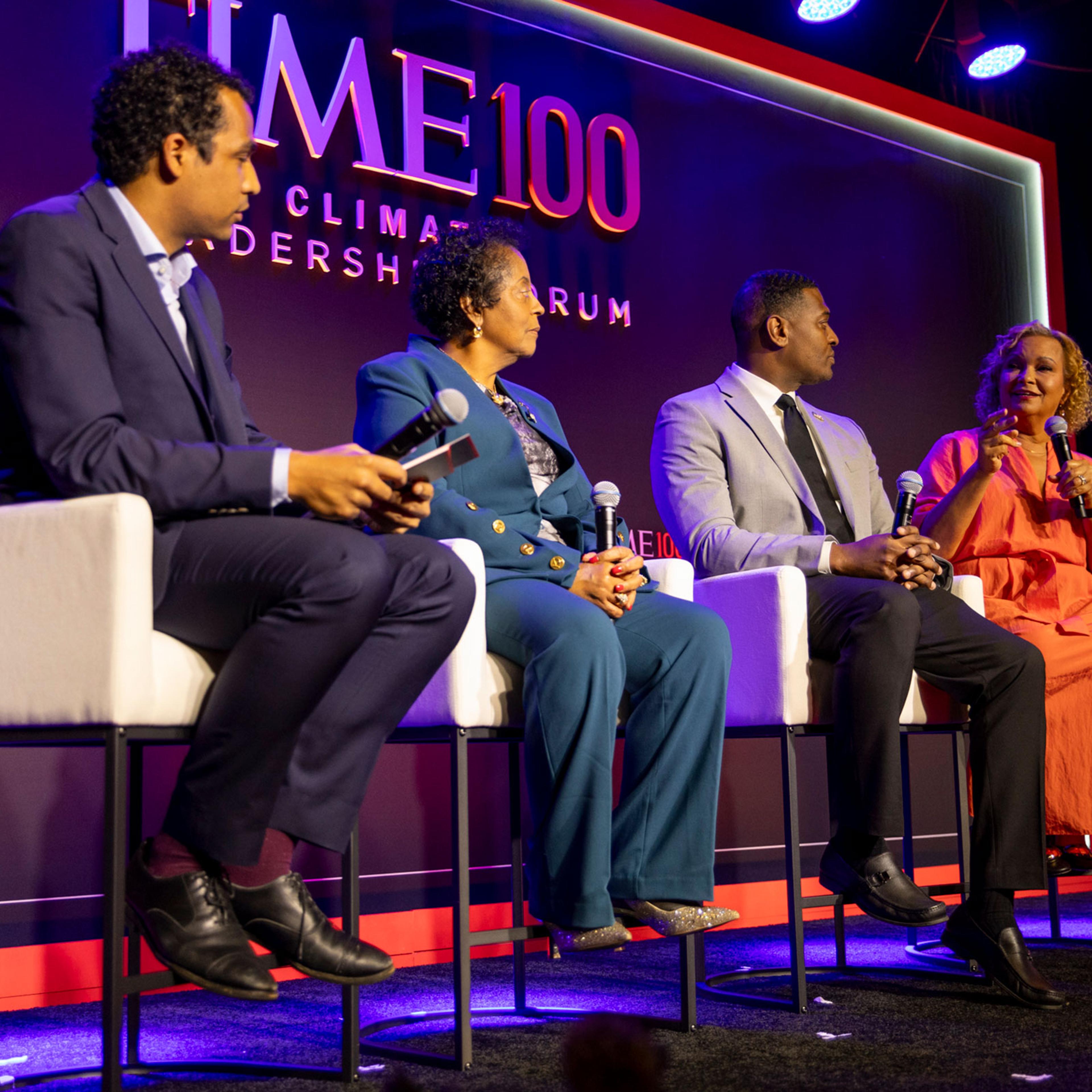 Moderator Justin Worland, Sharon C. Lavigne, Michael S. Regan, and Lisa Jackson