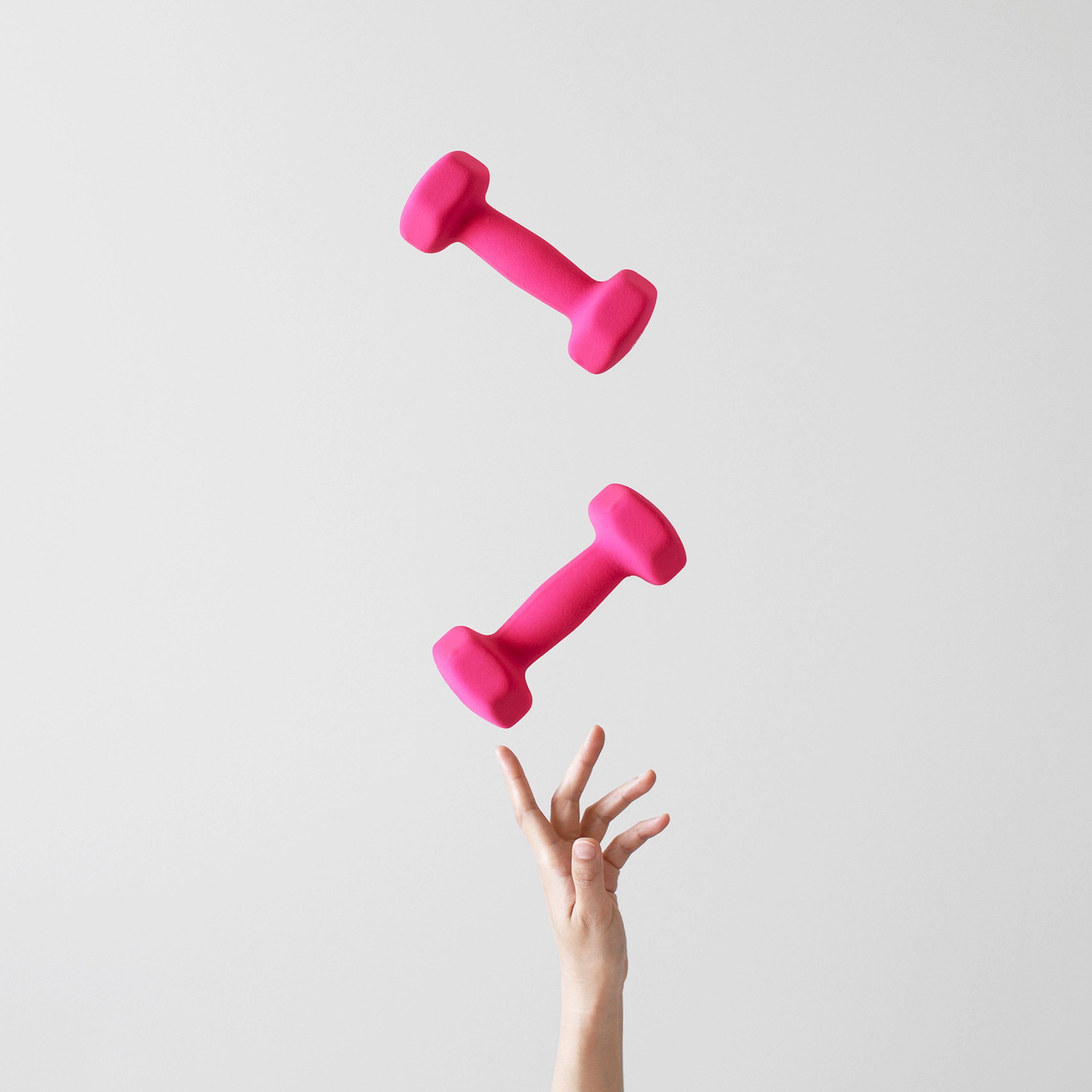 pink weights body image health fitness motto stock