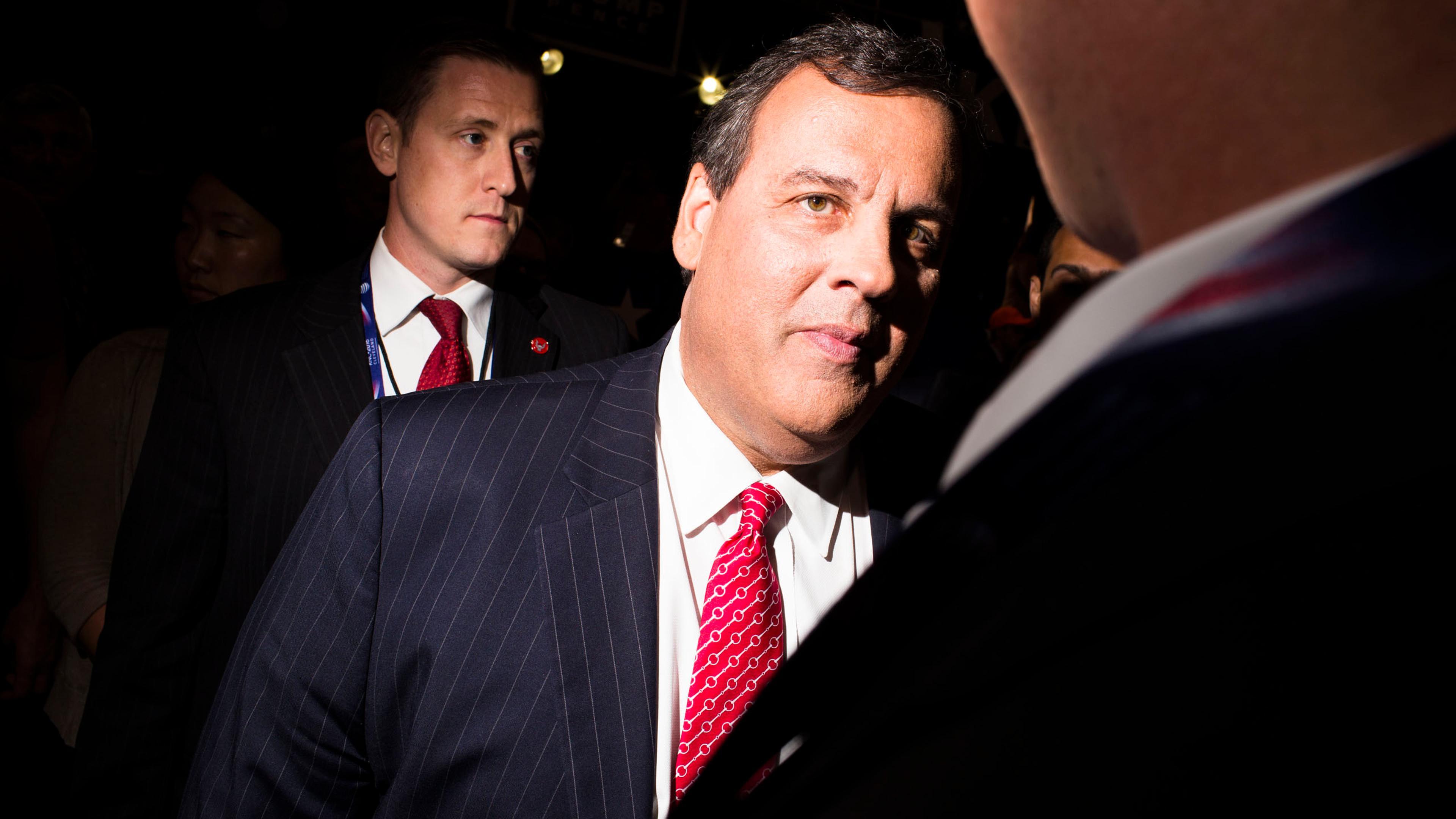 New Jersey Gov. Chris Christie attends the 2016 Republican National Convention in Cleveland on Tuesday, July 19, 2016.