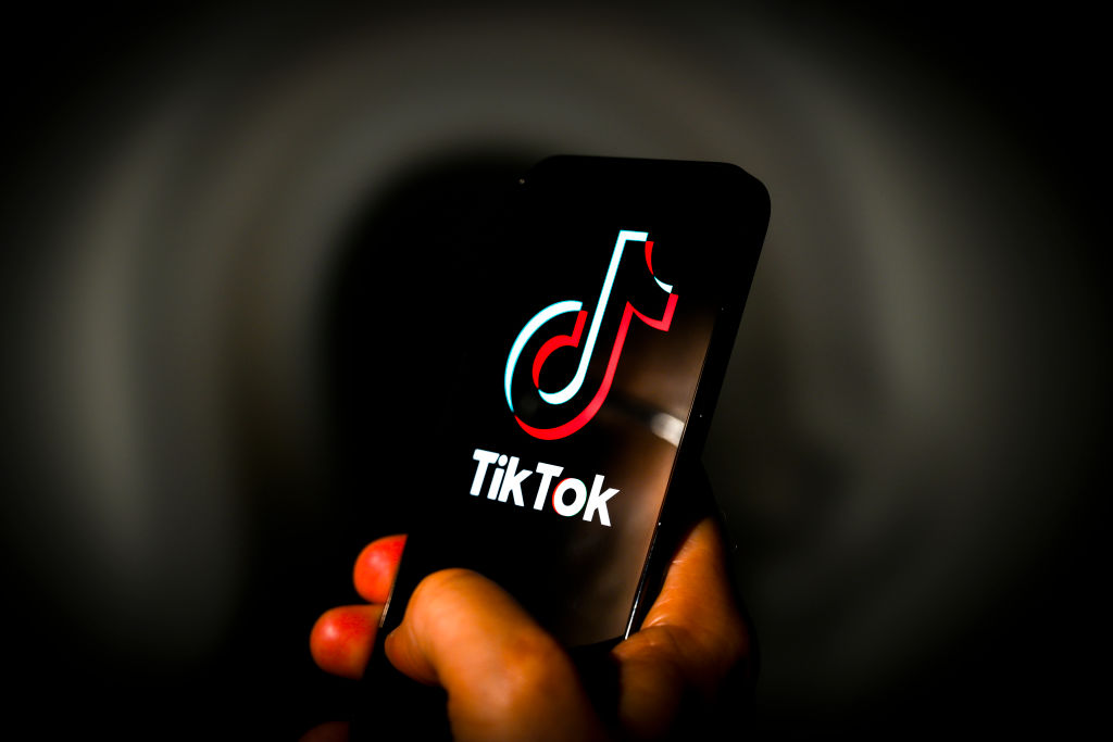 The TikTok logo is seen on a mobile device screen