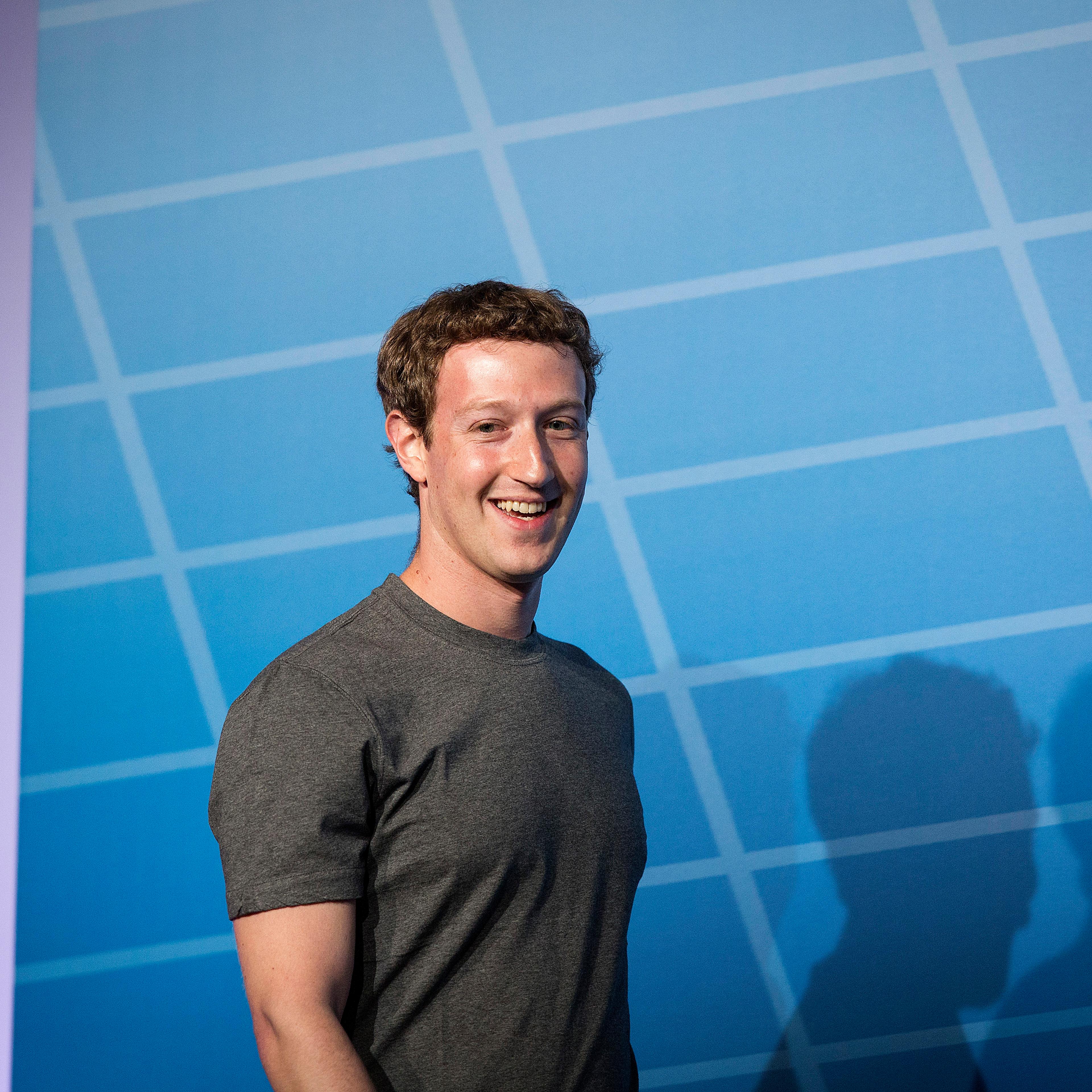 Mark Zuckerberg arrives for a keynote session on the opening day of the Mobile World Congress in Barcelona, Feb. 24, 2014.