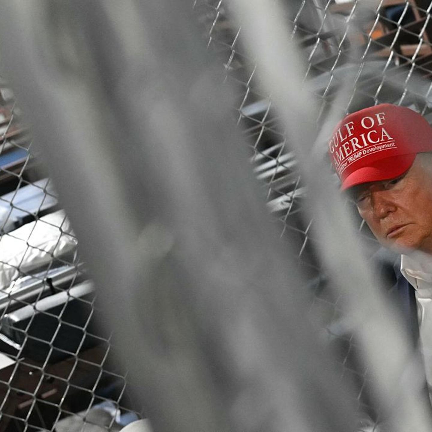 President Donald Trump visits a migrant detention center