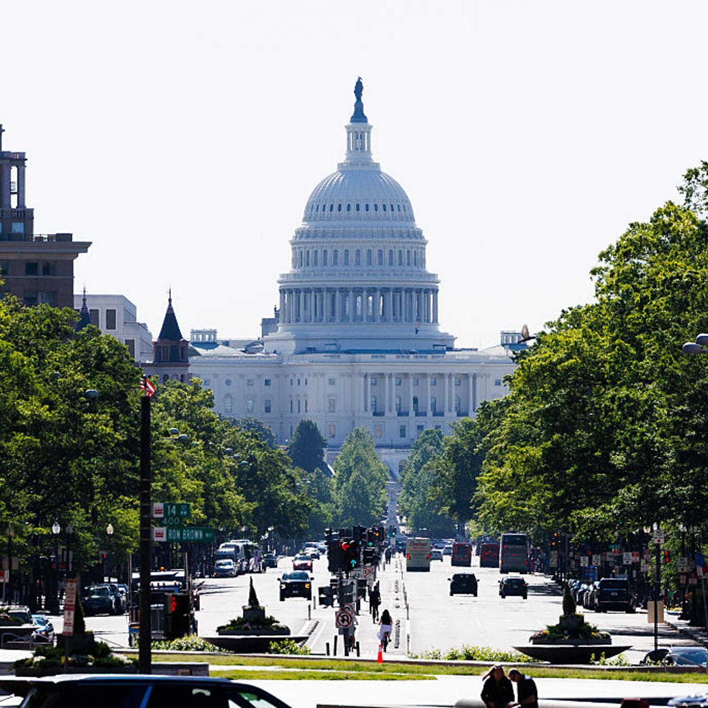 The U.S. Capitol Building viewed from Pennsylvania Avenue