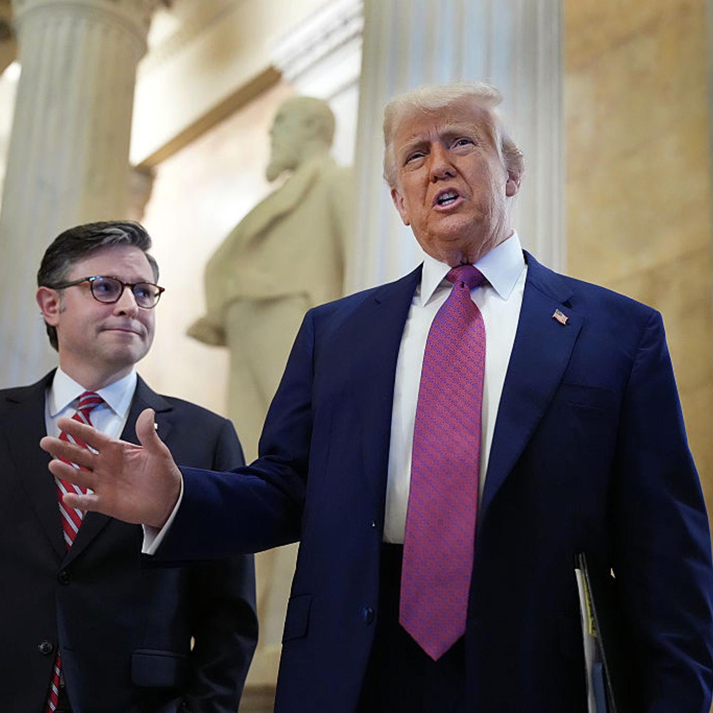 President Trump Attends GOP House Caucus Meeting On Capitol Hill As Budget Bill Faces Resistance