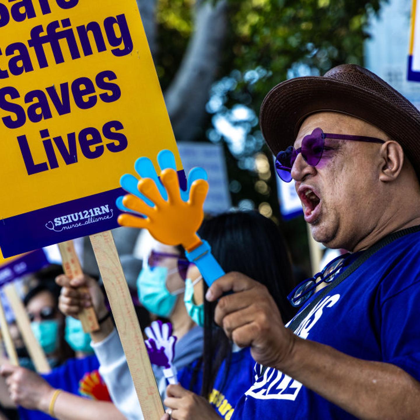 Nurses at Garfield Medical Center in Monterey Park launched a 10-day strike on Friday.