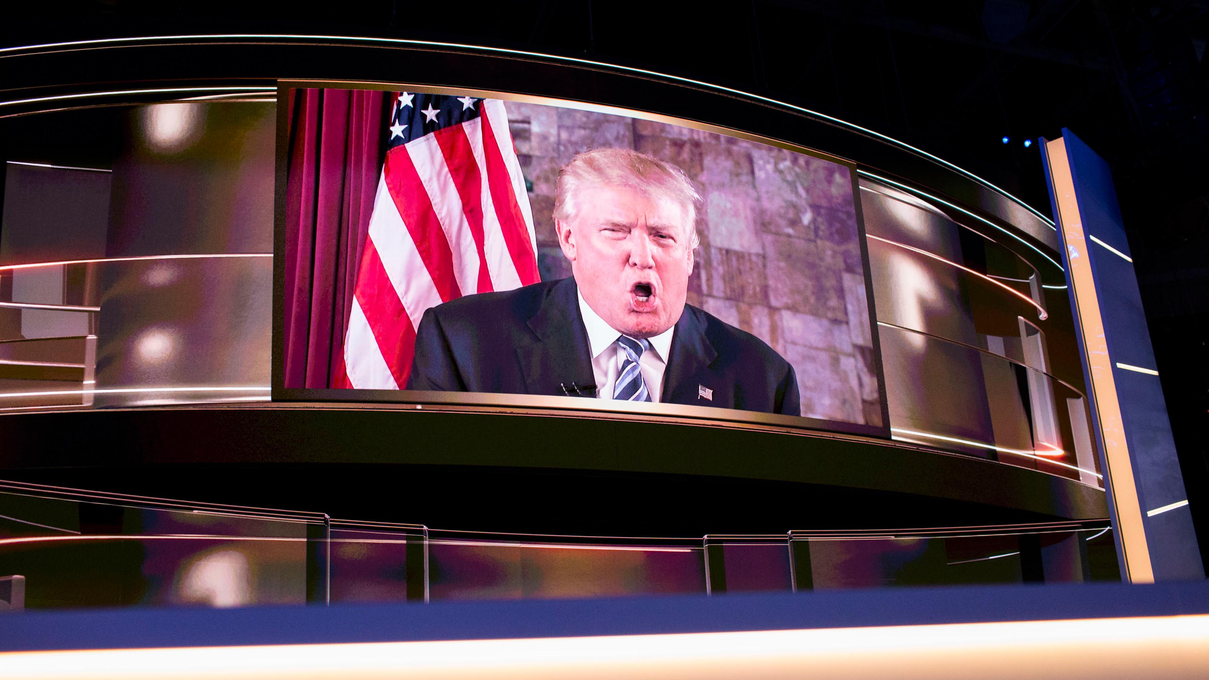 Donald Trump speaks at the Republican National Convention in Cleveland on Tuesday, July 19, 2016.
