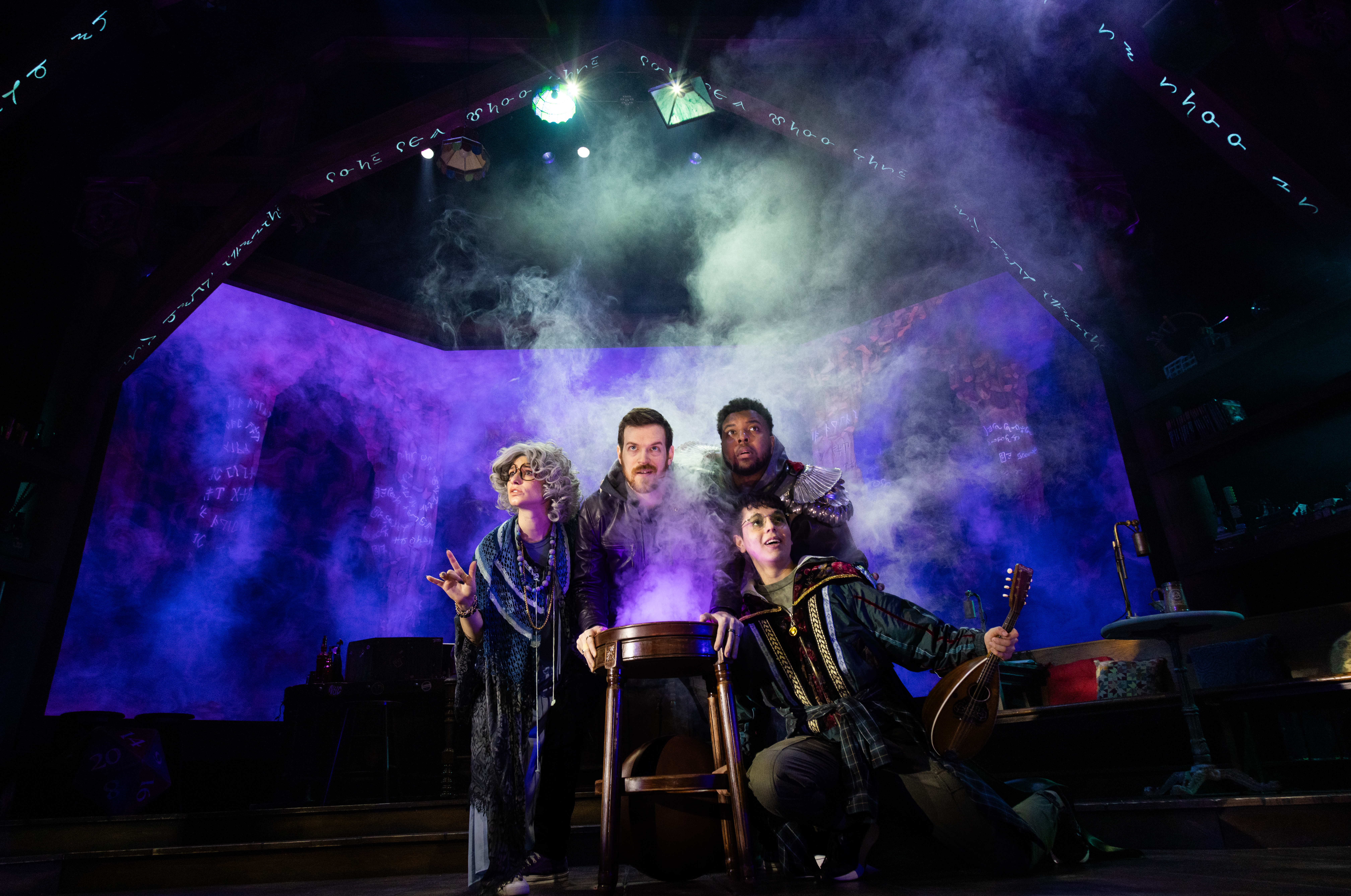 Madelyn Murphy, David Andrew Greener Laws, Tyler Nowell Felix, and Diego F. Salinas in <i>The Twenty-Sided Tavern</i>