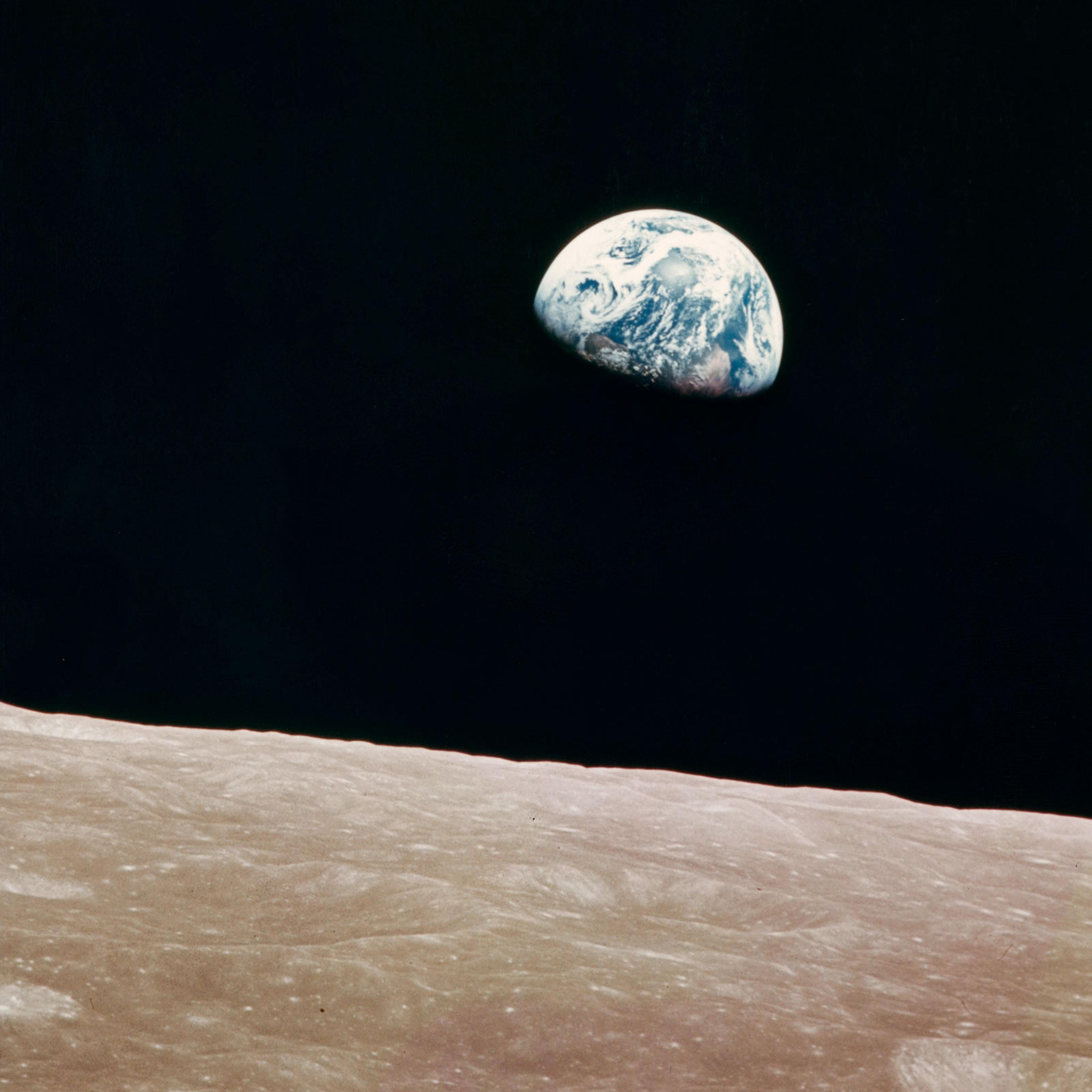 The celebrated Earthrise picture was captured by Apollo 8 on Christmas Eve 1968.