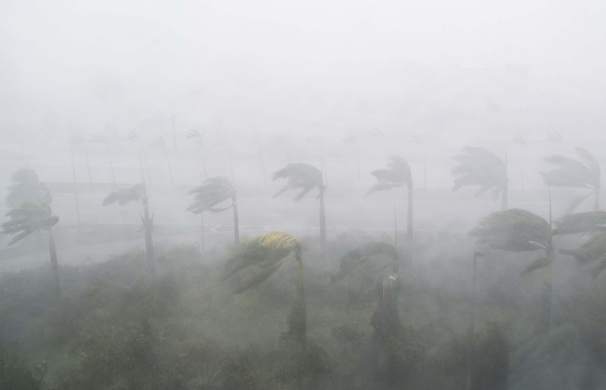 Heavy winds and rain from Hurricane Irma lash Miami on Sept. 10, 2017.