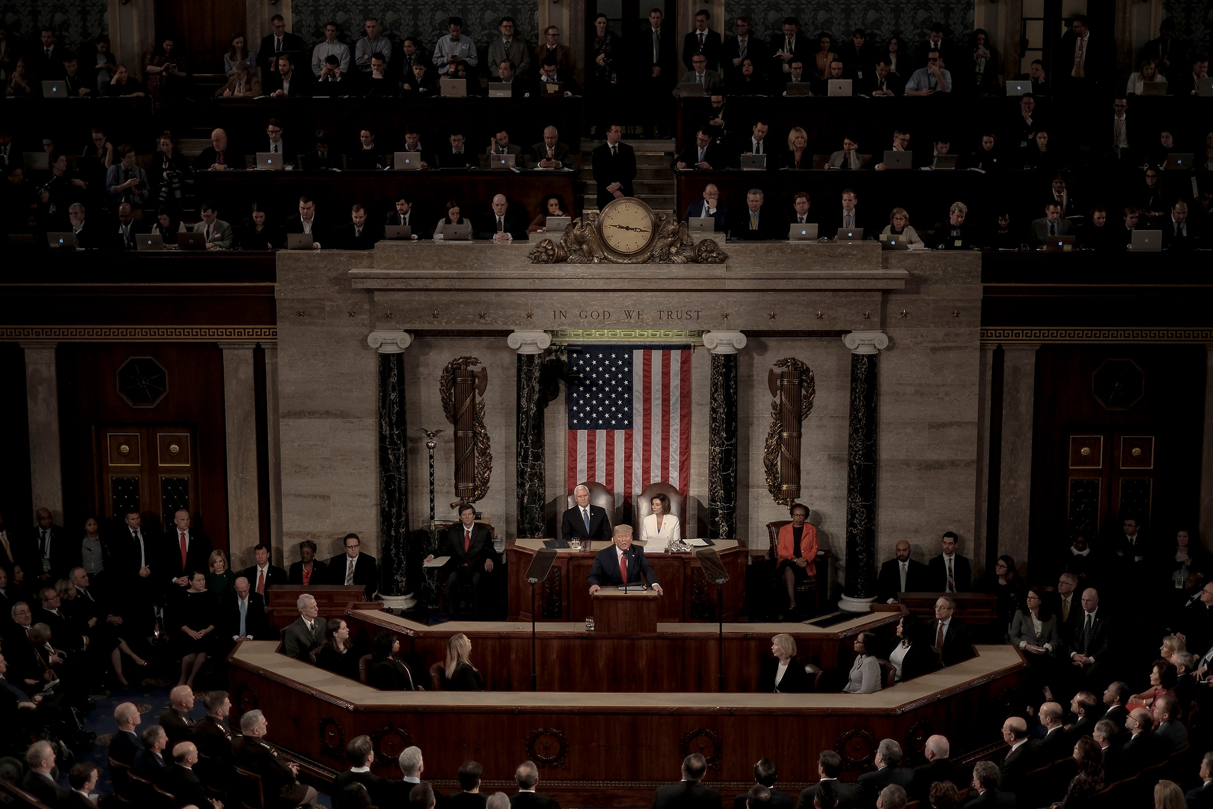 2/4/20, Capitol Hill, Washington, D.C. President Donald Trump gives his State of the Union address on the House floor of the Capitol in Washington, D.C. on Feb. 4, 2020.Gabriella Demczuk / TIME