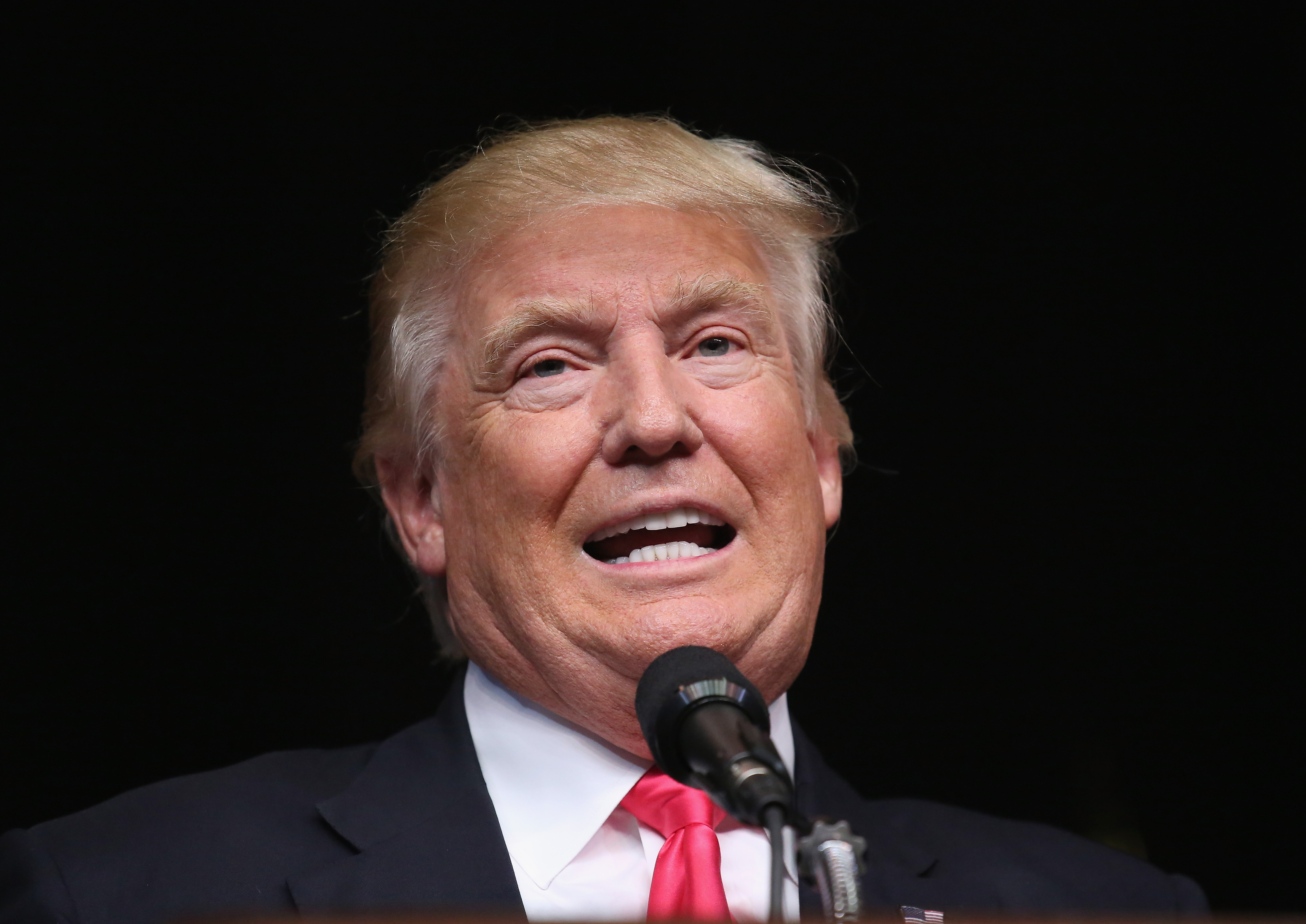 Republican Presidential candidate Donald Trump addresses a crowd of supporters. Trump spoke at the Lackawanna College Student Union Gymnasium in Scranton, Penns. on July 27, 2016.