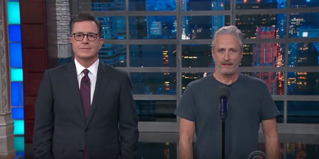 Watch Jon Stewart Struggle to Defend President Trump
