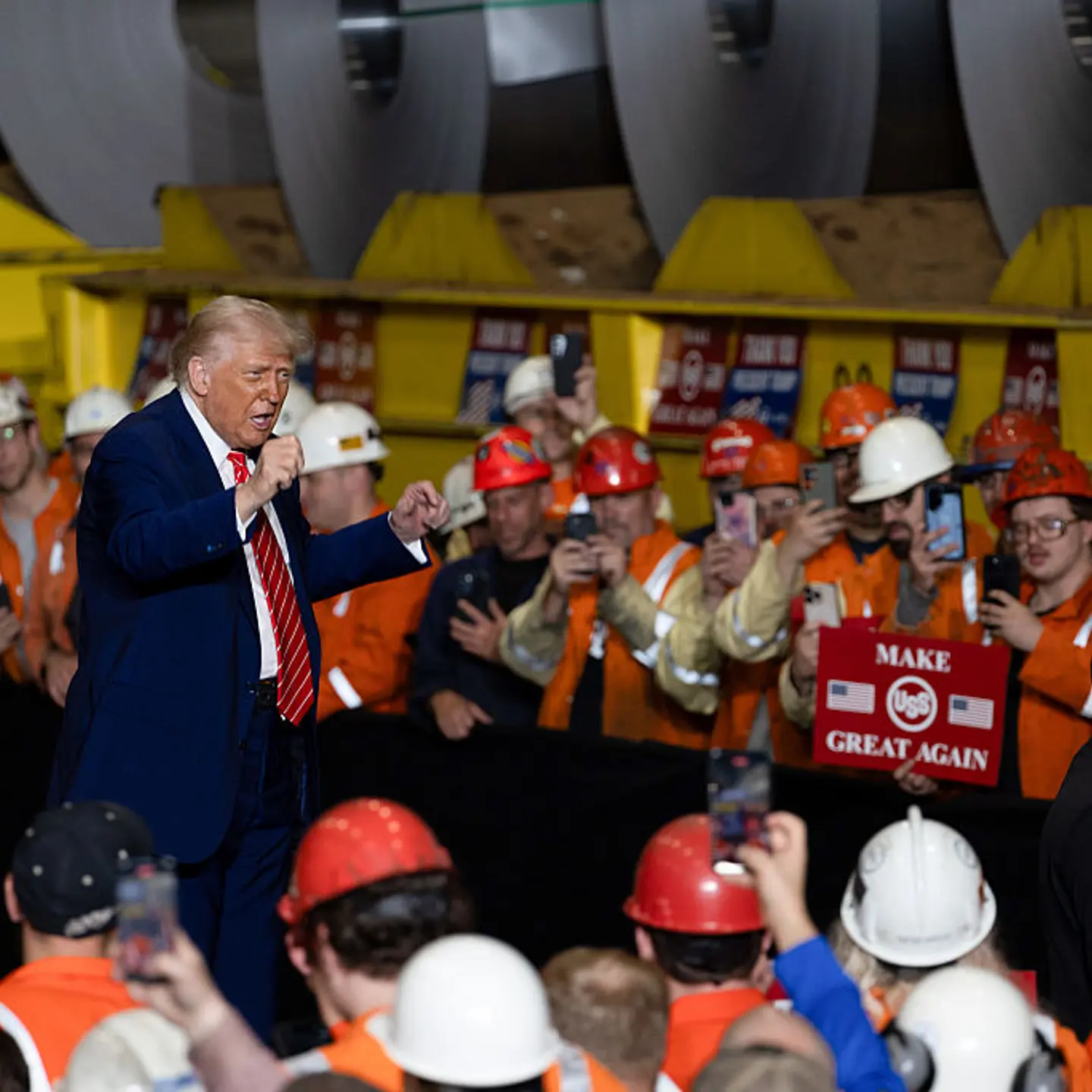 President Trump Speaks On US Steel Deal At US Steel Irvin Works