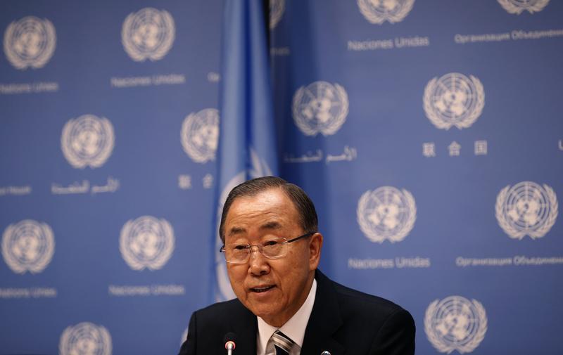 United Nations Secretary General Ban Ki-moon speaks at a news conference ahead of the 69th United Nations General Assembly at U.N. headquarters in New York