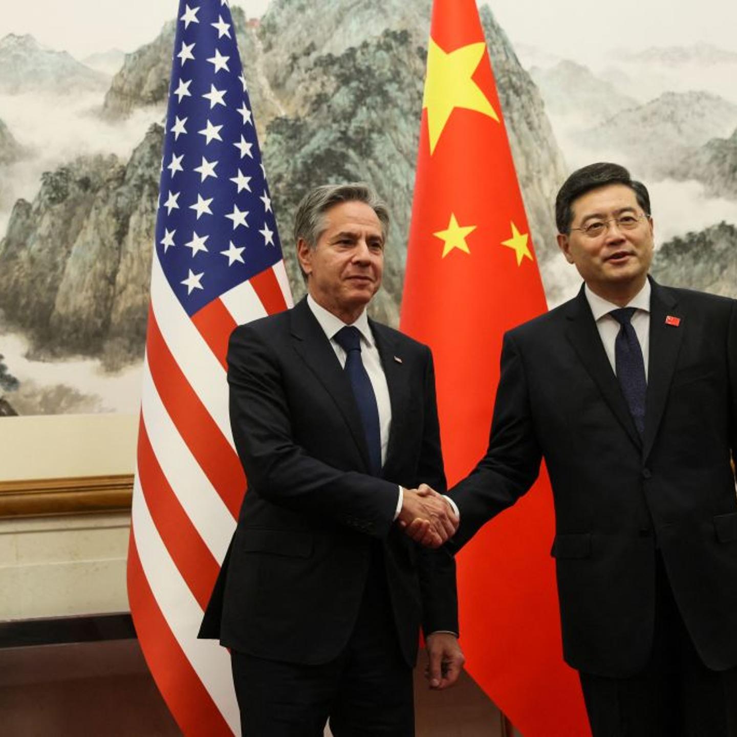 US Secretary of State Antony Blinken (L) and China's Foreign Minister Qin Gang shake hands ahead of a meeting at the Diaoyutai State Guesthouse in Beijing on June 18, 2023.