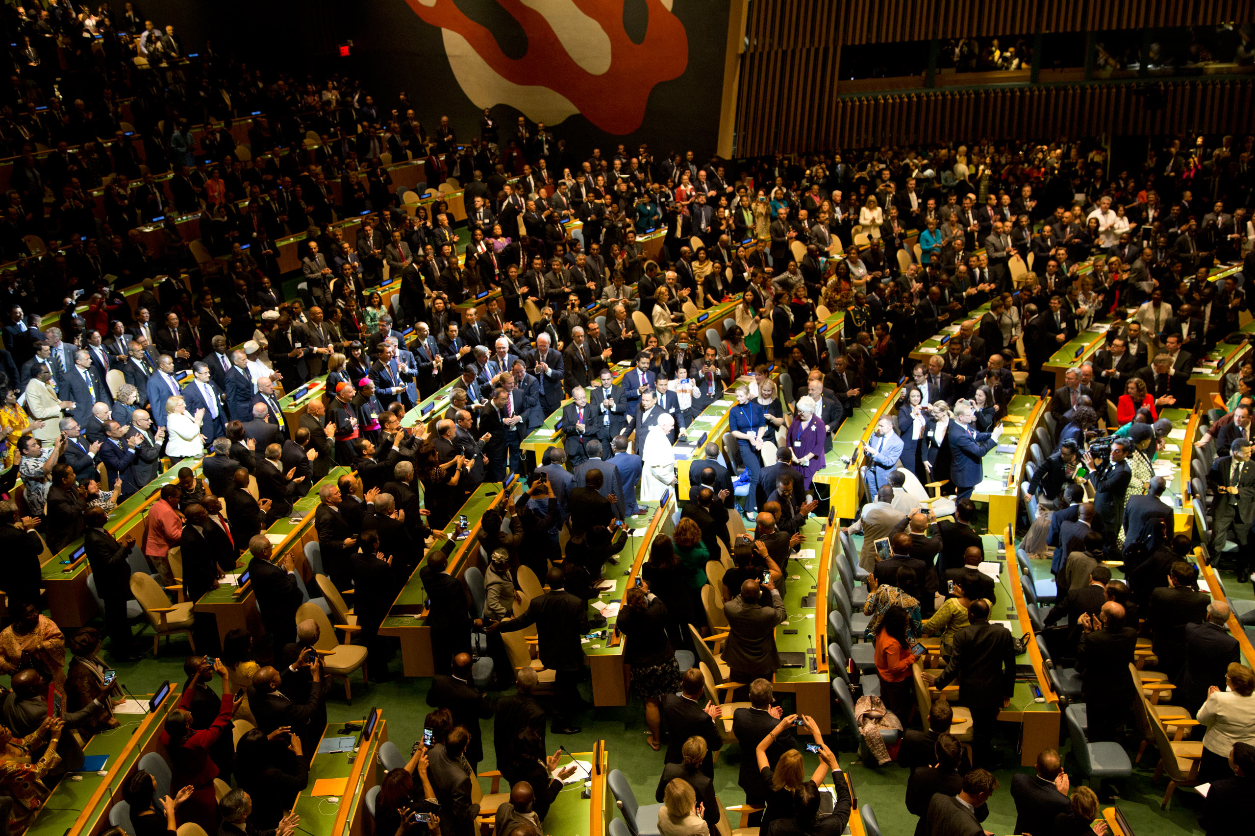Pope Francis, center, arrives to address the 70th session of the United Nations General Assembly at the United Nations headquarters. , Sept. 25, 2015Tobias Hutzler for TIME