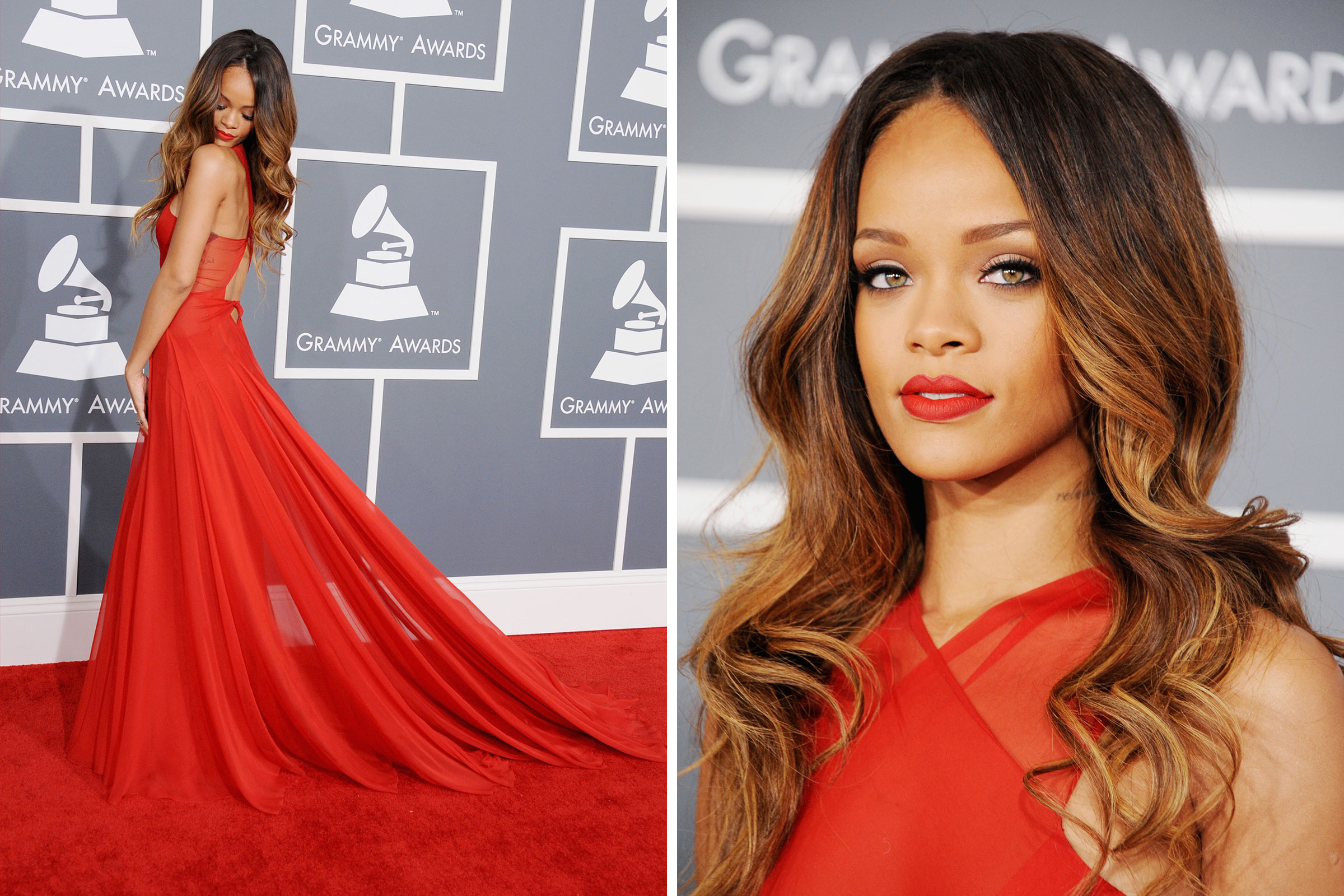 open lace back dress Champagne Rihanna Strapless Slit Dress Satin Prom Celebrity Red Carpet   Hoprom