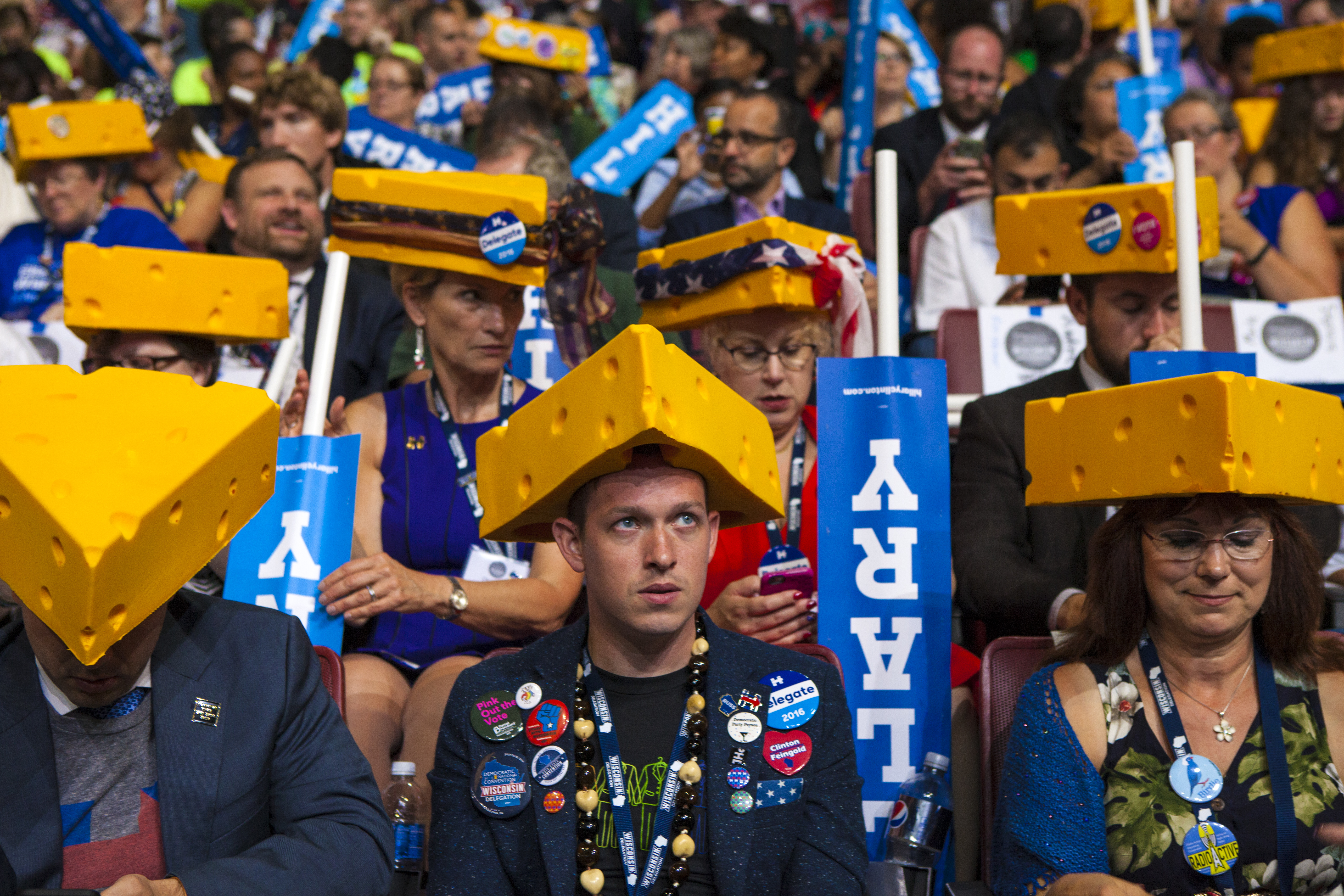 Delegates from Wisconsin attend the Democratic National Convention in Philadelphia on July 28, 2016.