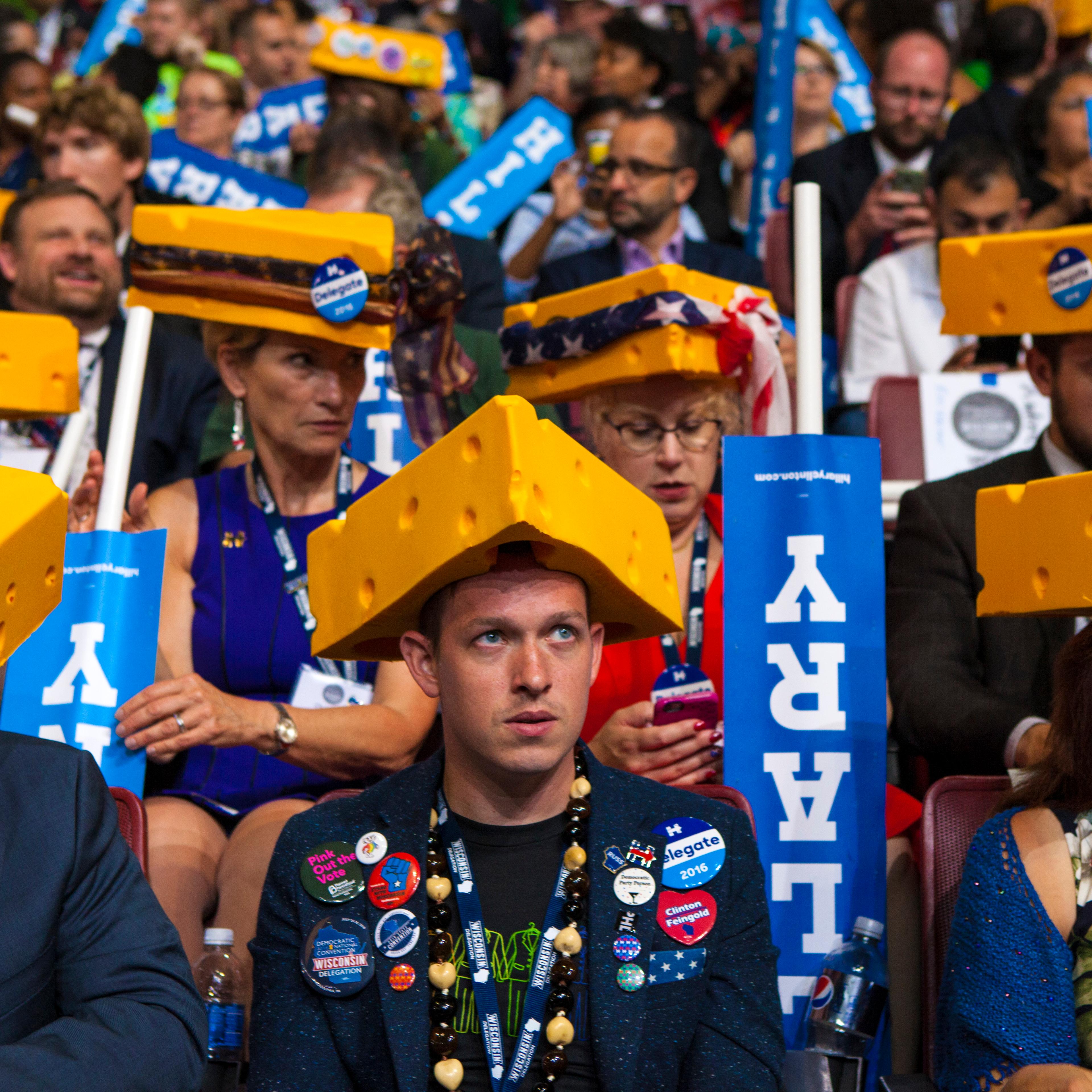 Delegates from Wisconsin attend the Democratic National Convention in Philadelphia on July 28, 2016.
