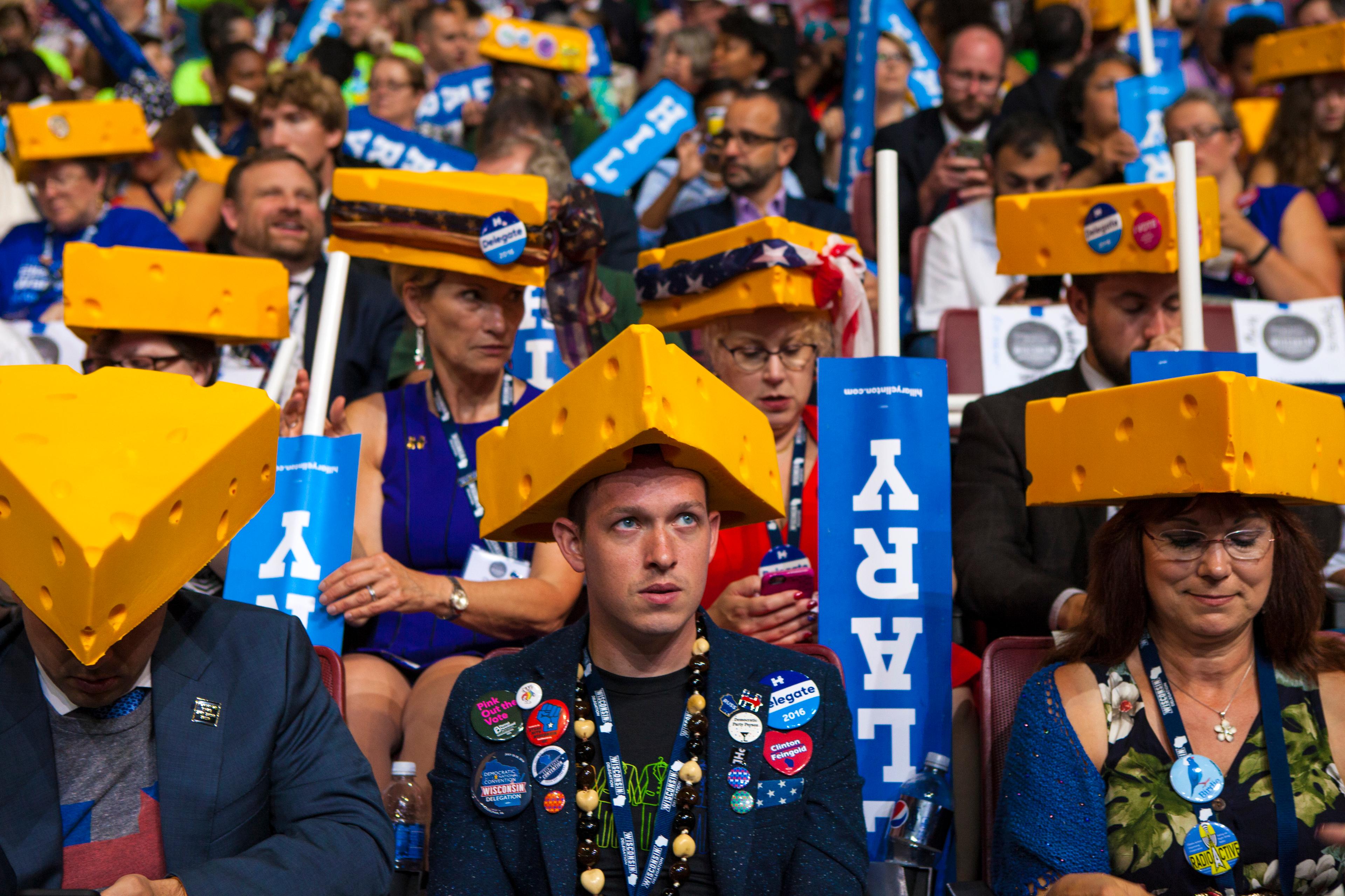 Delegates from Wisconsin attend the Democratic National Convention in Philadelphia on July 28, 2016.