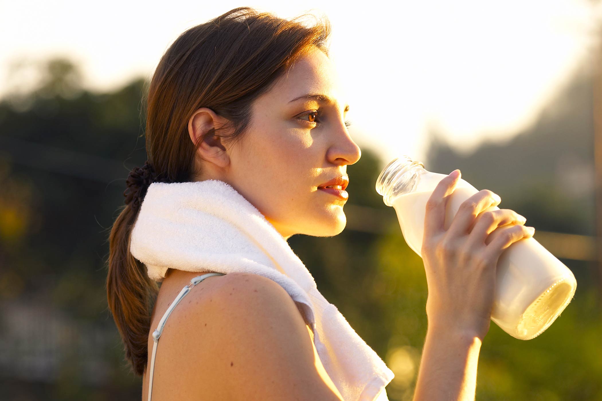 woman drinking milk