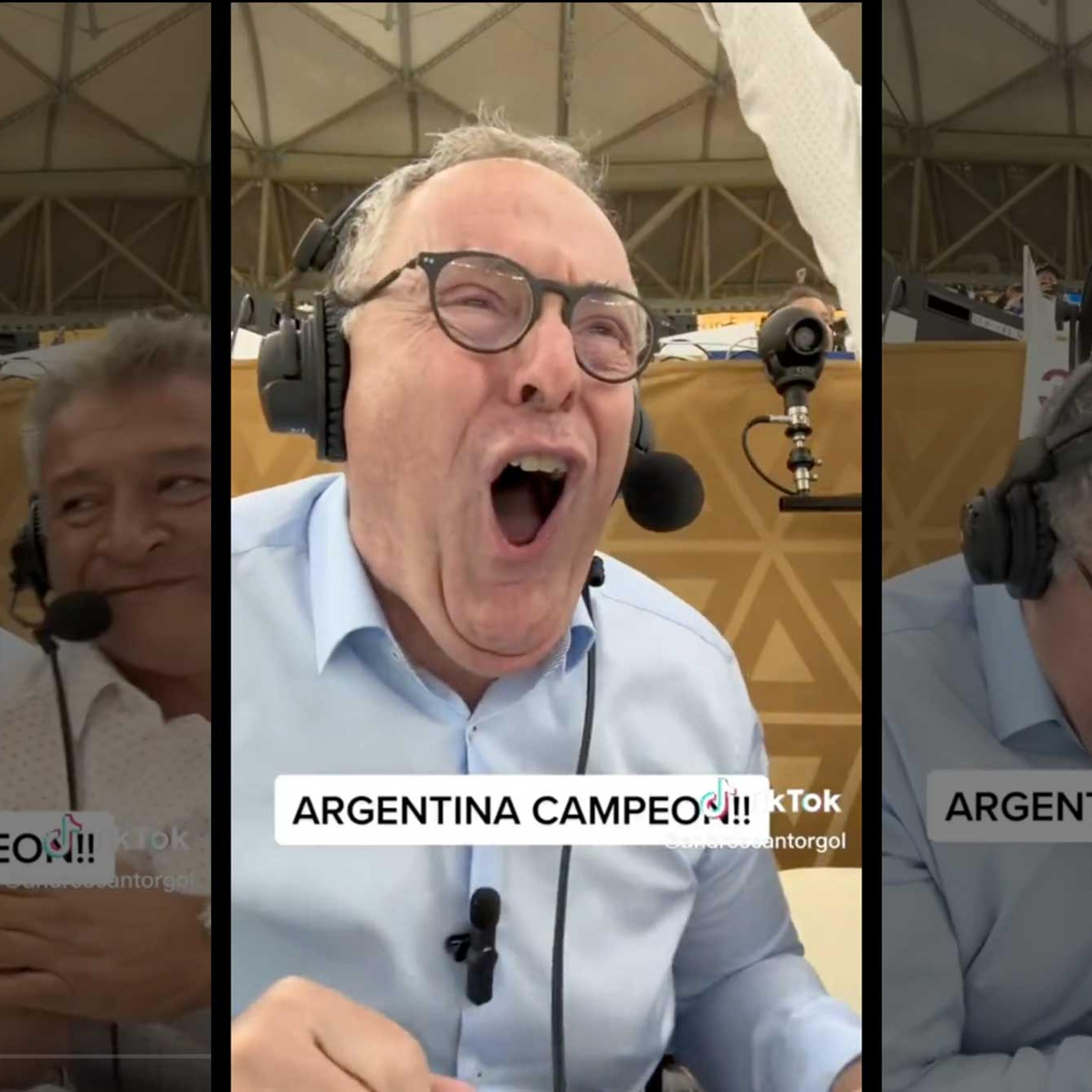 Telemundo broadcaster Andrés Cantor grows emotional during his call of Argentina's World Cup win over France on December 18 in Lusail, Qatar.