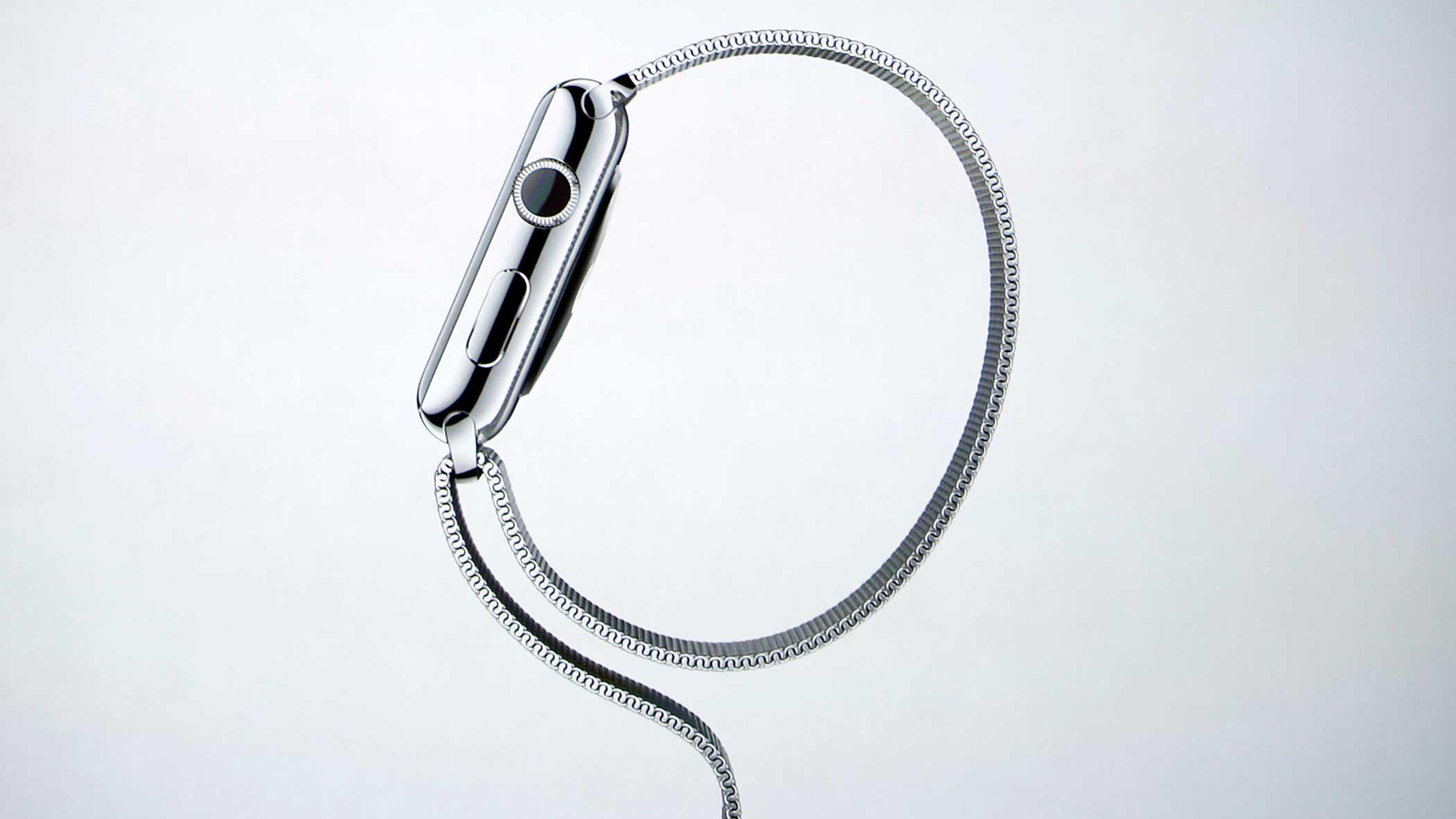 Apple Watch is shown on screen during an Apple event at the Flint Center in Cupertin