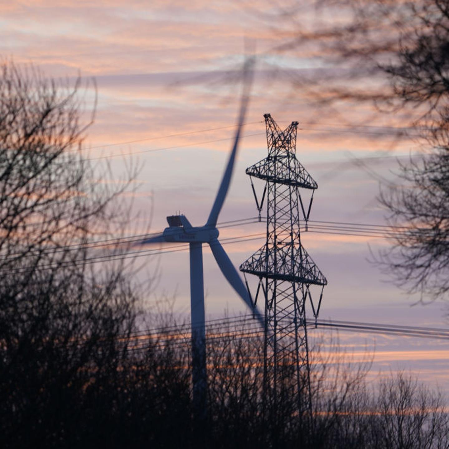 Wind turbines in evening light